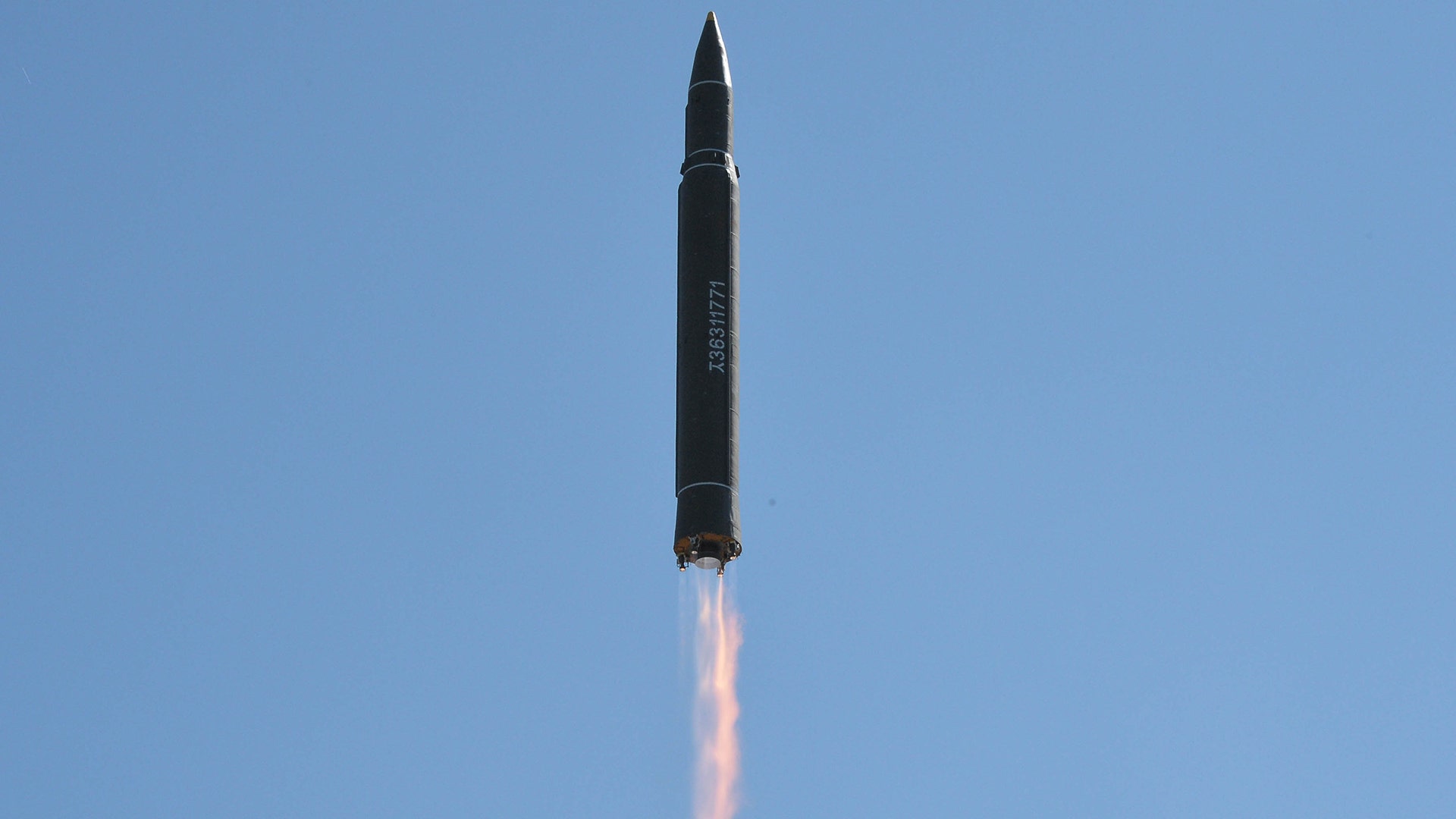 The missile is seen during its test launch in Pyongyang, North Korea, July 4