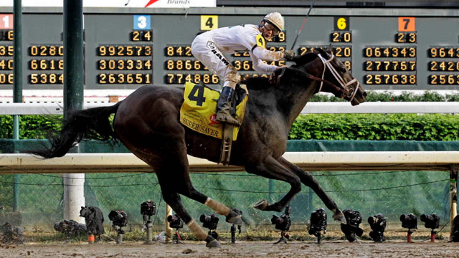 Calvin Borel rides Super Saver to victory during the 136th Kentucky Derby horse race at Churchill Downs in Louisville, Ky.