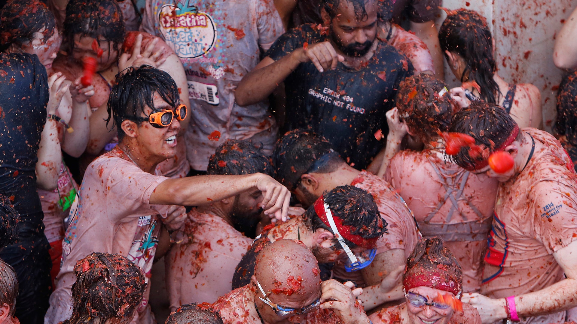 Revelers have been celebrating the Tomatina since 1945, when it was believed to have started as a food fight between local kids.