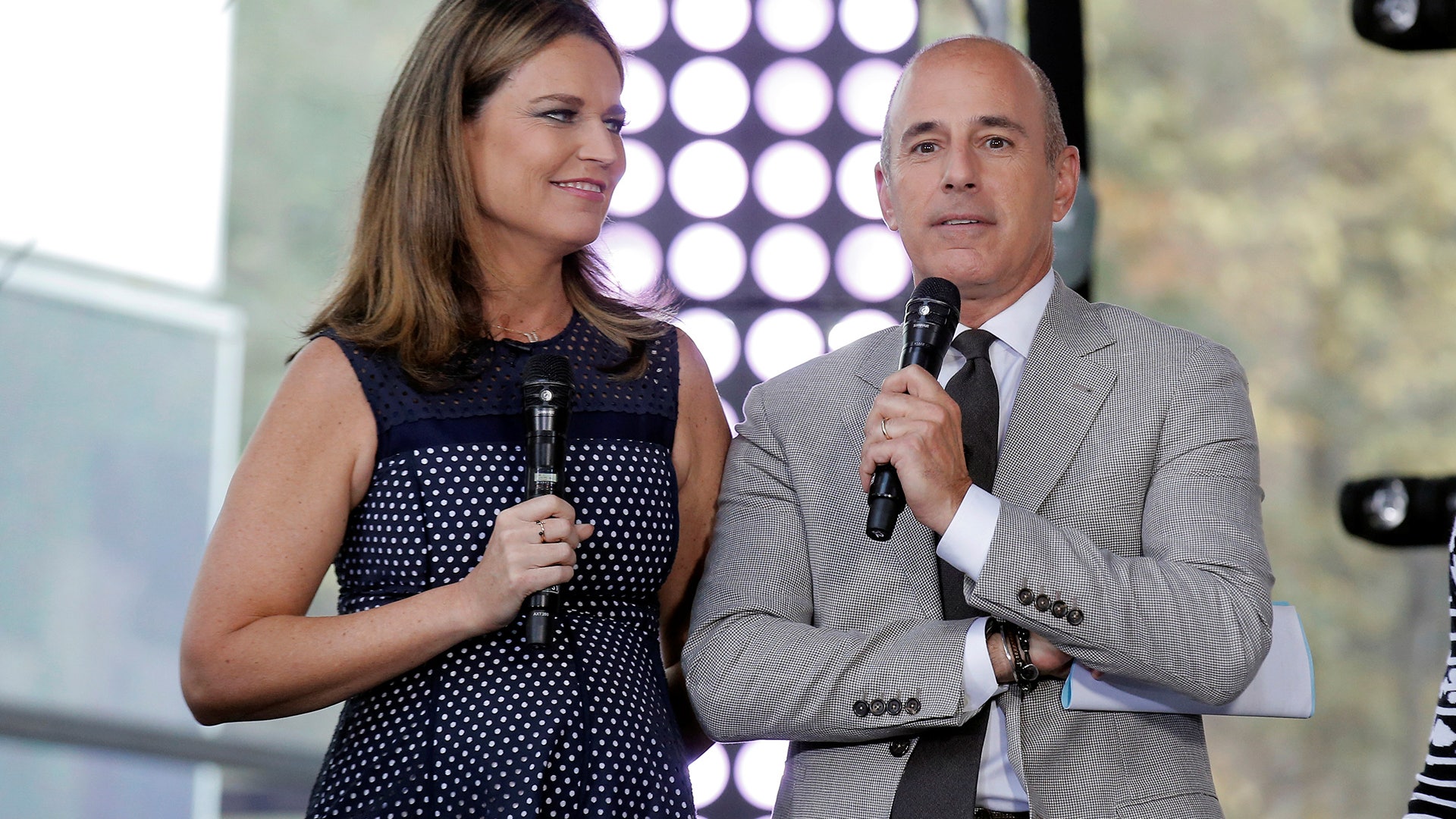 Hosts Savannah Guthrie and Matt Lauer during NBC's 