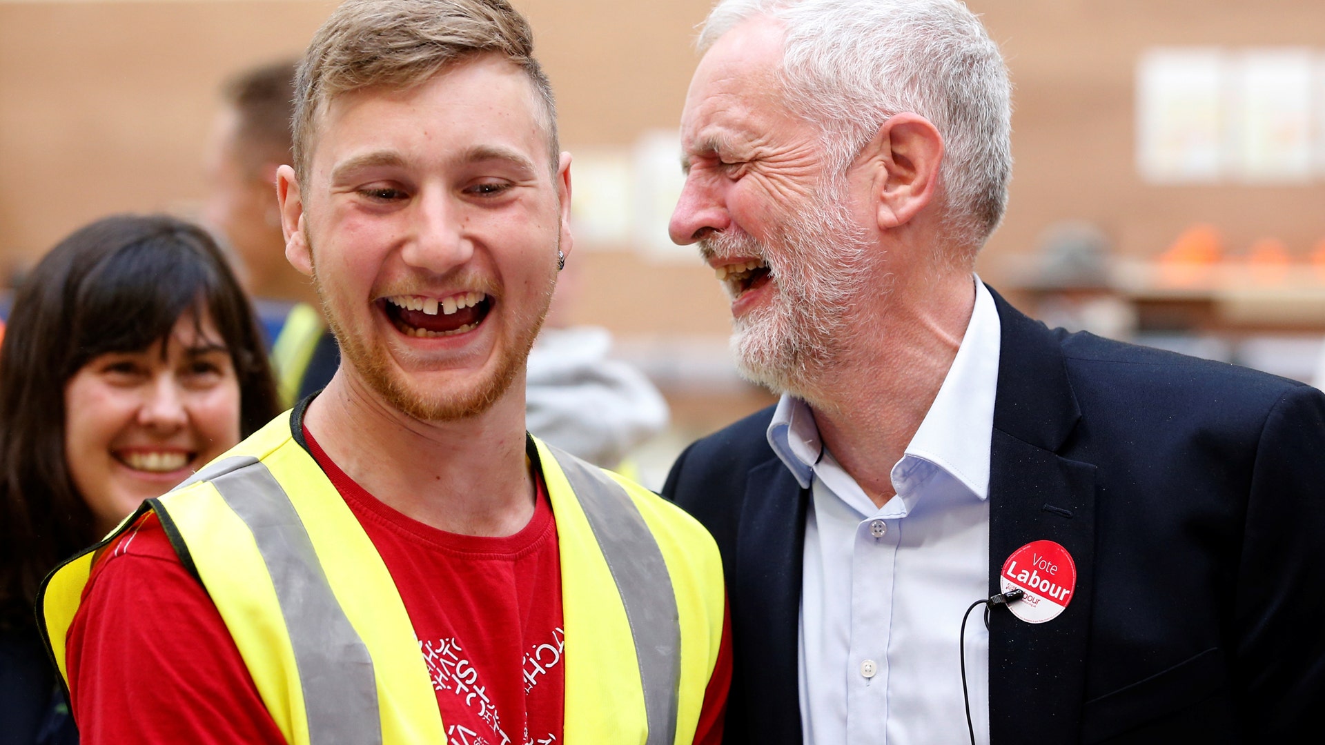 Jeremy Corbyn, leader of Britain's opposition Labor Party makes an election campaign visit to Derwentside College in Durham
