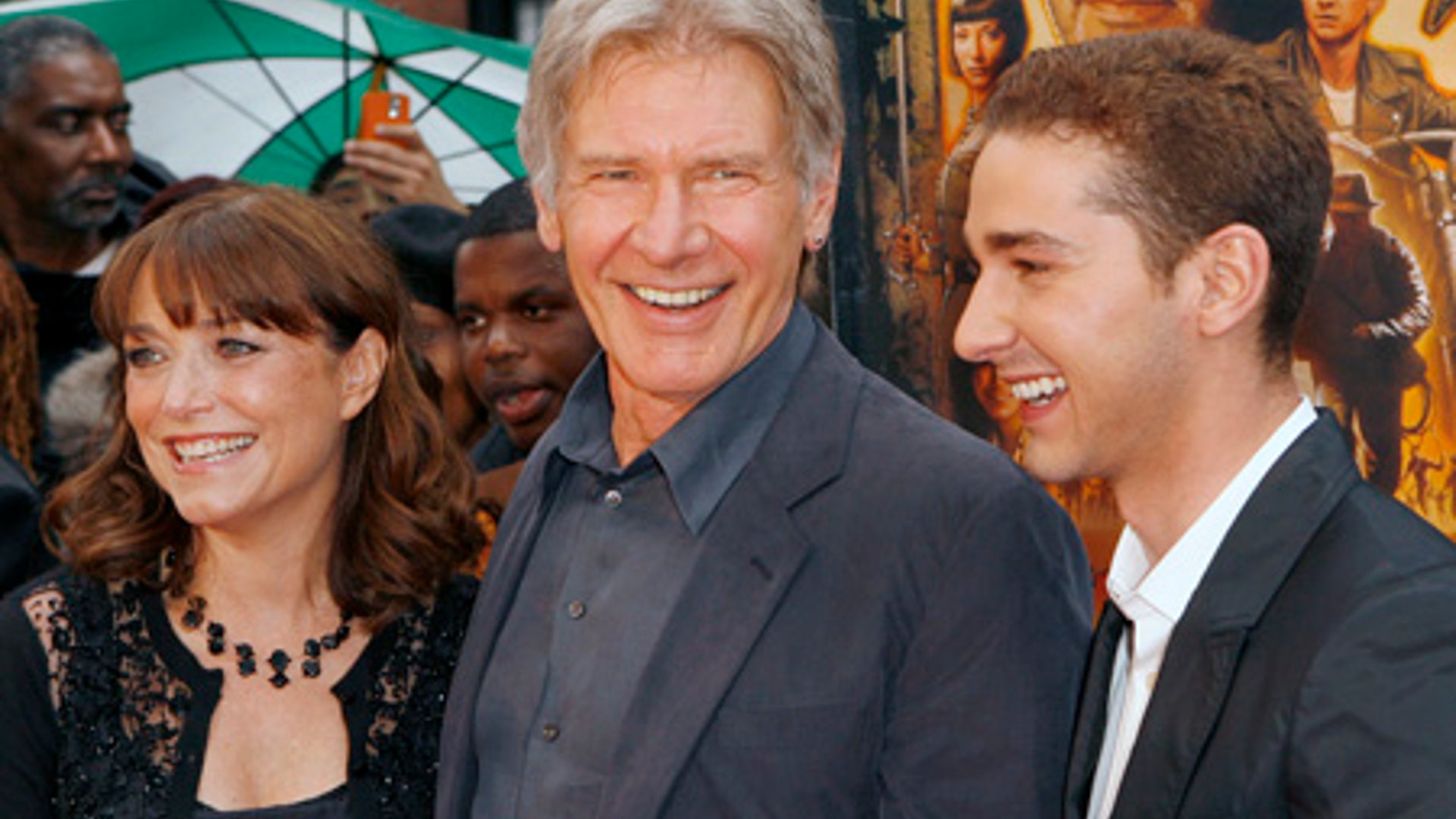 Karen Allen, Harrison Ford, and Shia LaBeouf