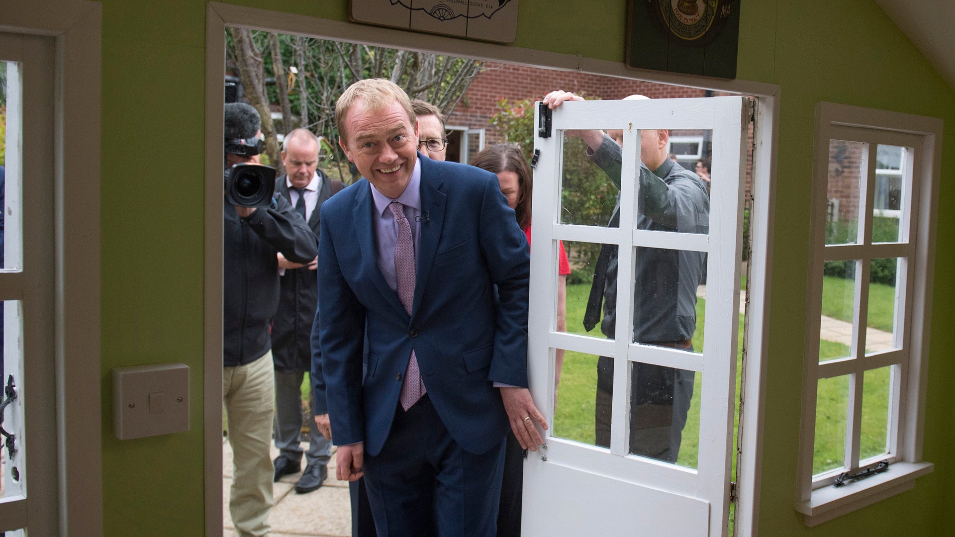 Liberal Democrats leader Tim Farron during a visit to Wellcroft Care Home for people living with dementia in Cheadle 