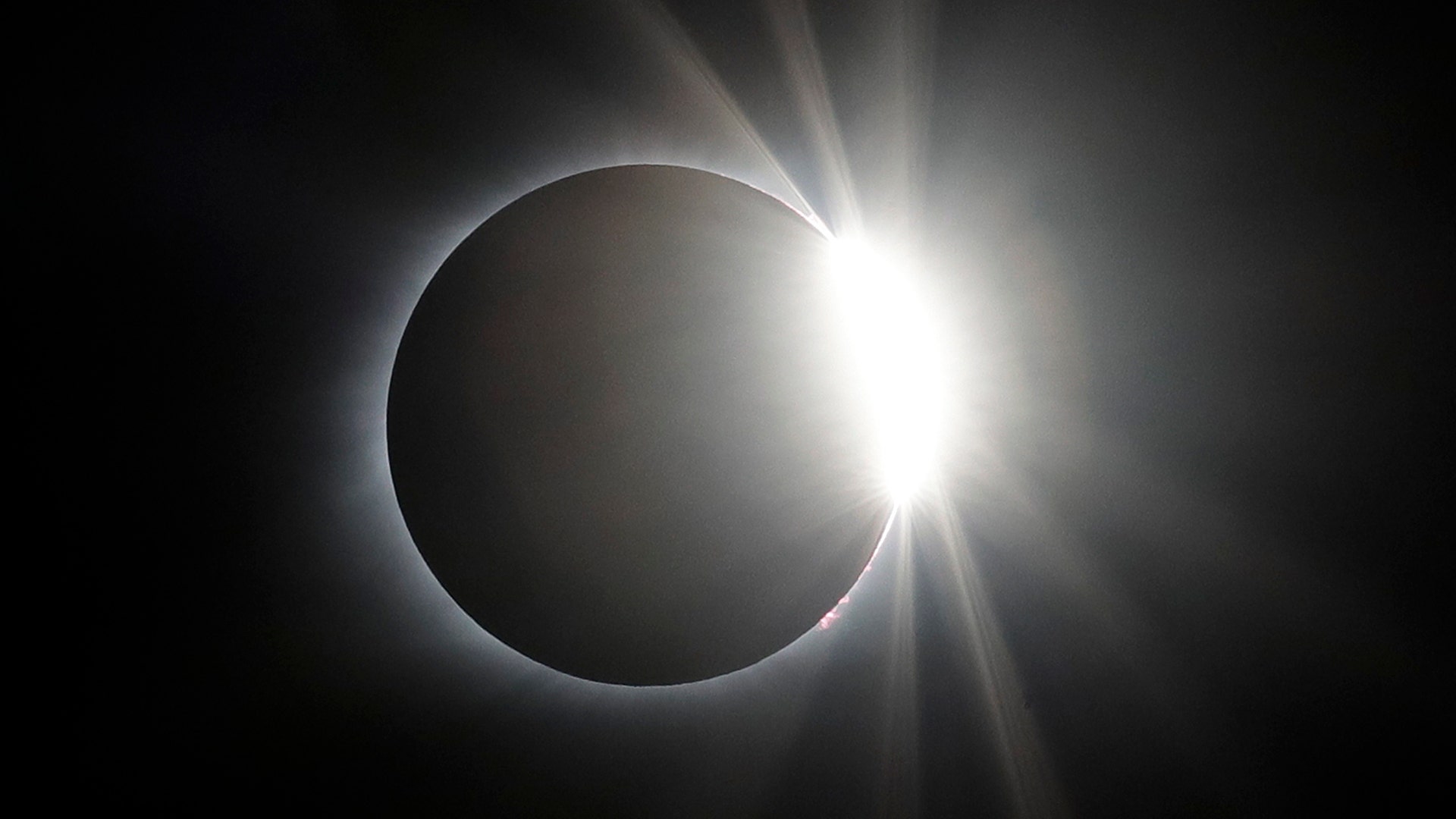 The solar eclipse totality over the Orchard Dale historical farm near Hopkinsville, Kentucky