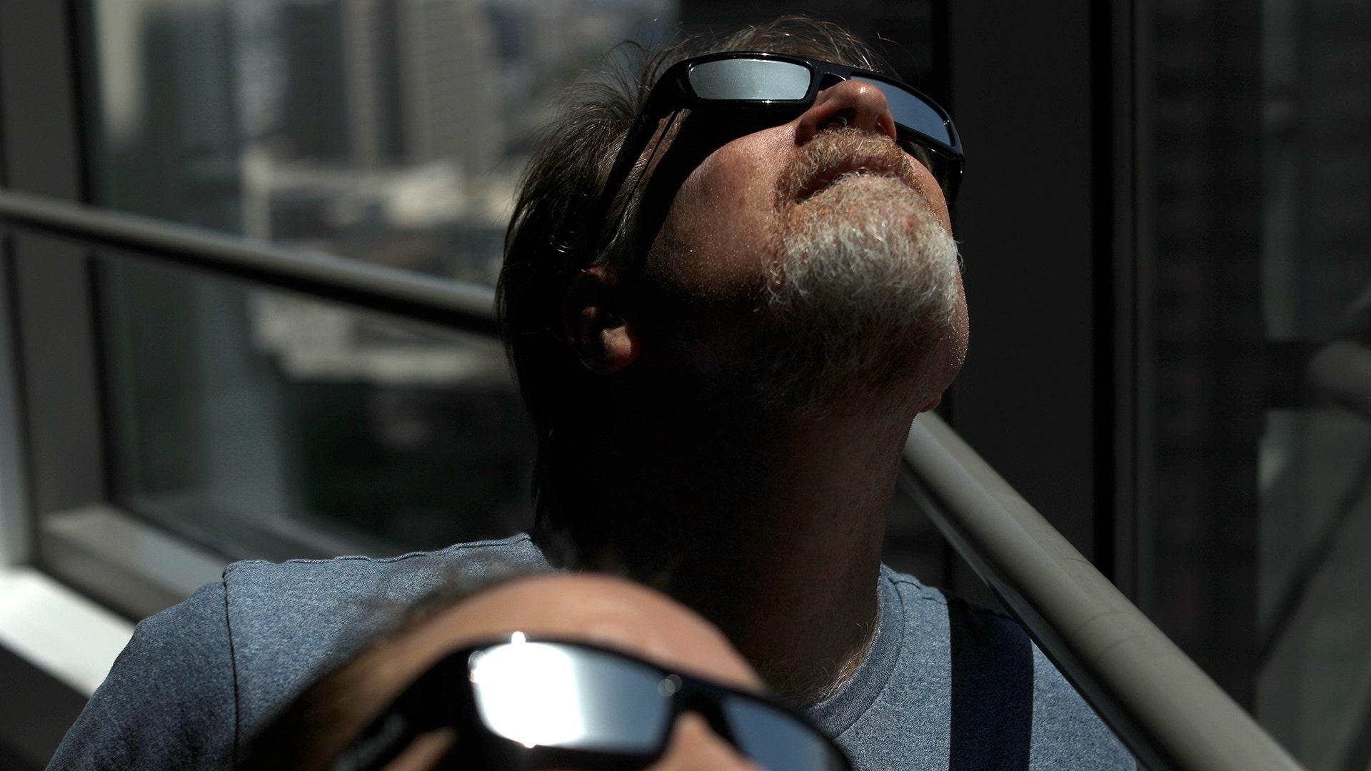 Solar eclipse sunglasses are pictured in Los Angeles, California, August 8