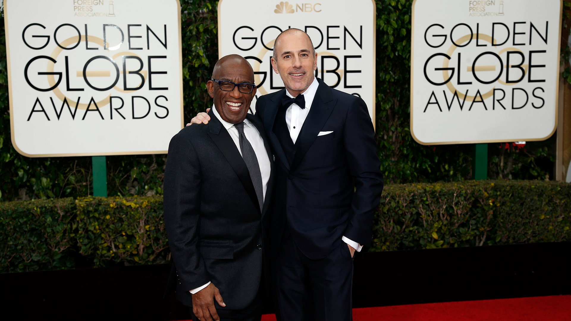 NBC's Al Roker and Matt Lauer arrive at the 73rd Golden Globe Awards in Beverly Hills, California January 10, 2016