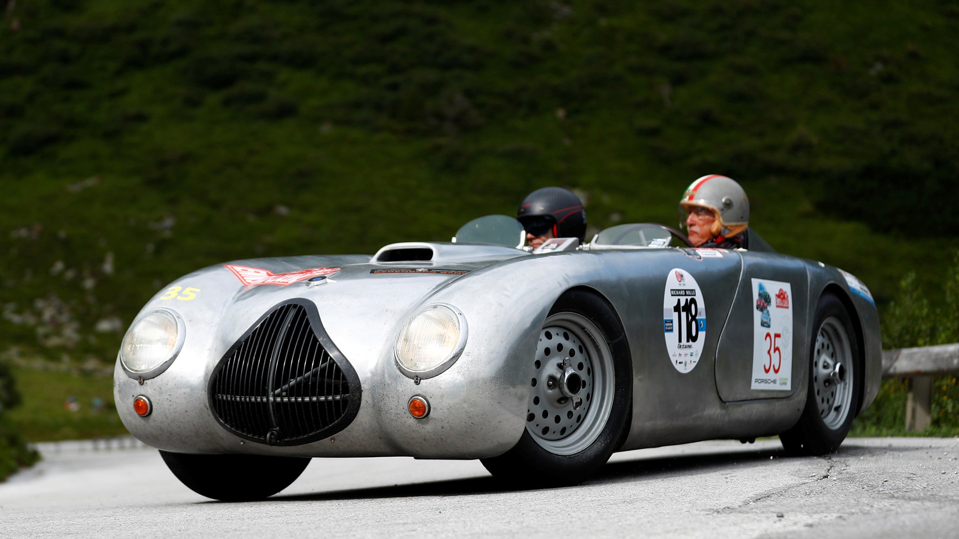 Making the climb in the Ennstal classic old-timer rally on the road to Soelkpass, Austria