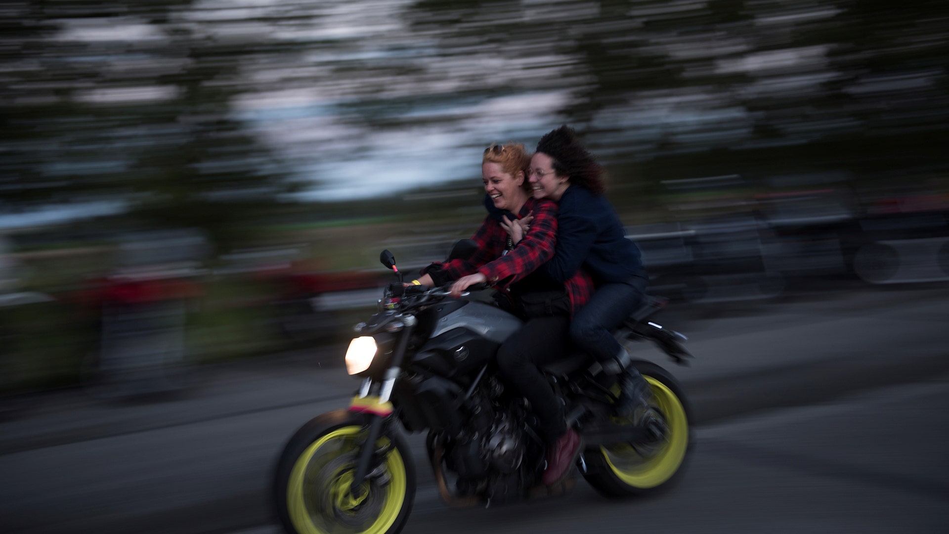 Racing in the women-only Petrolettes motorcycle festival in Neuhardenberg near Berlin, Germany