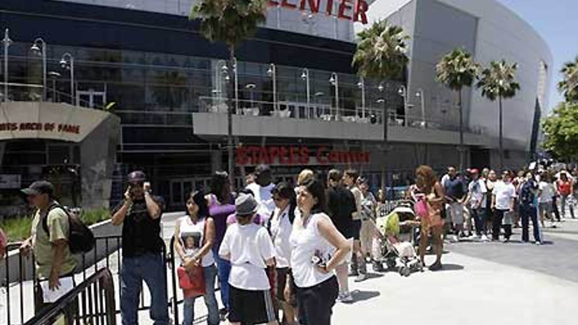 Fans in line at the Staples Center