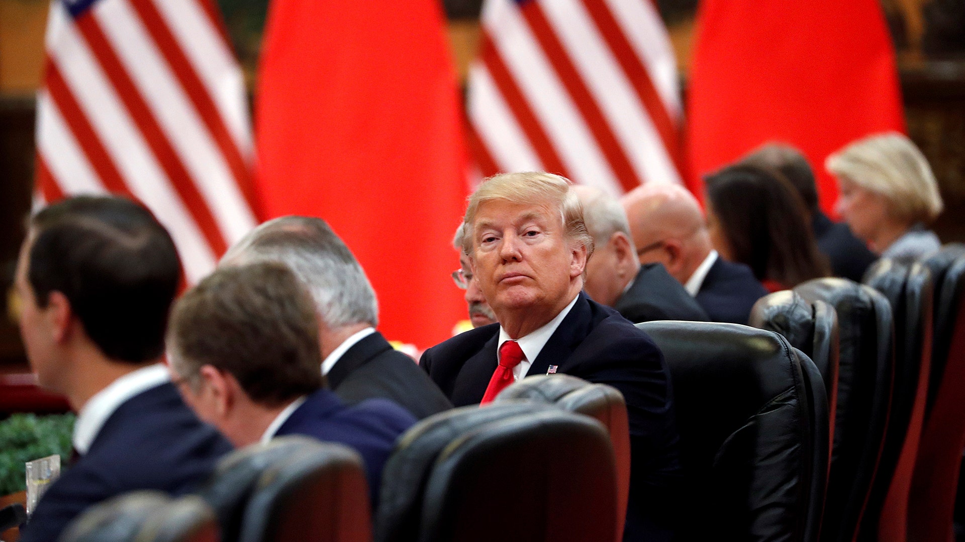 President Donald Trump at bilateral meeting at the Great Hall of the People in Beijing, China, Thursday