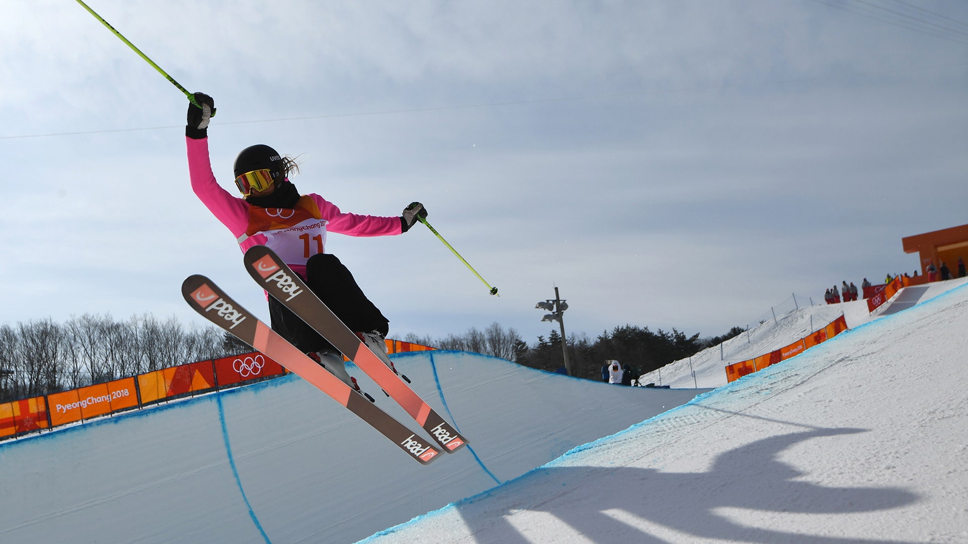 Sabrina Cakmakli of Germany competes in women's ski halfpipe qualifications at the Pyeongchang 2018 Winter Olympics
