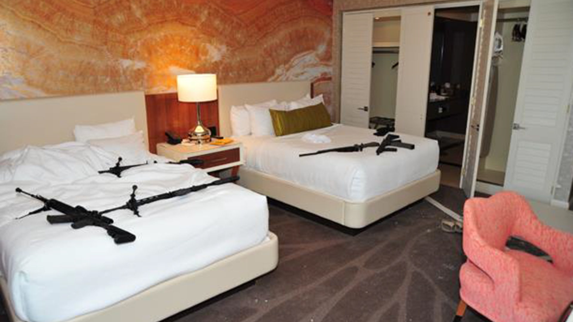 Interior of room 32-134 towards bathroom