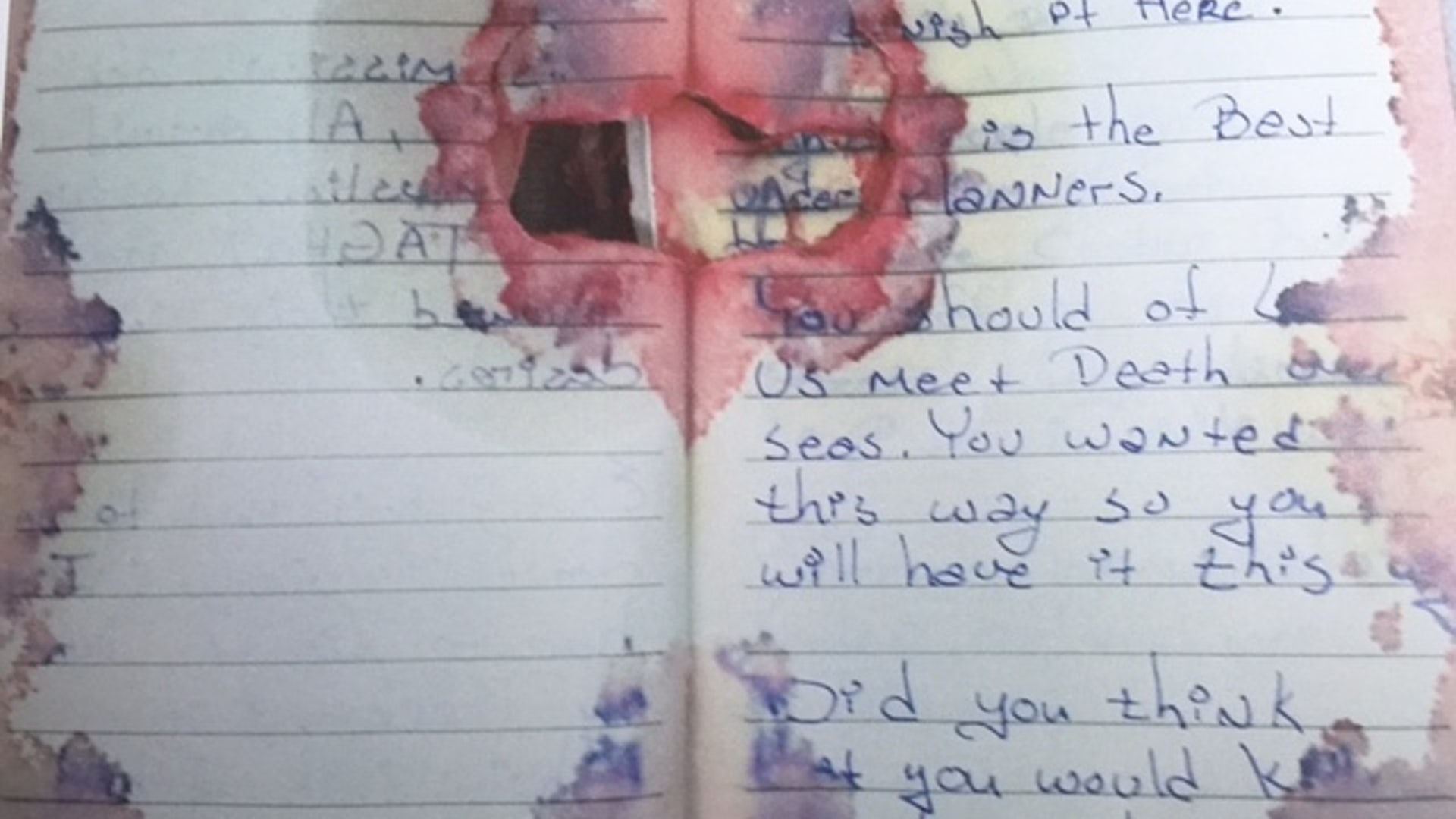 Pages stained with blood