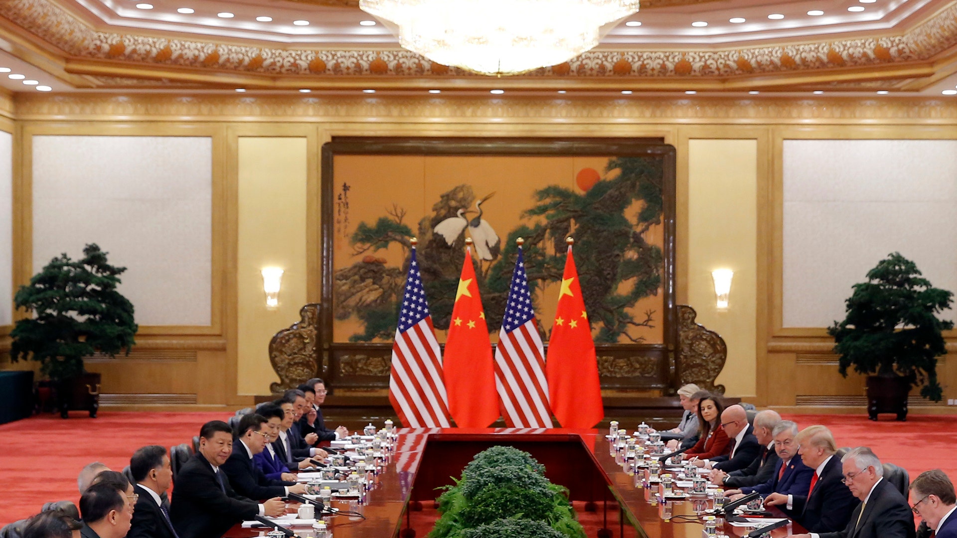  President Donald Trump and China's President Xi Jinping hold a bilateral meeting at the Great Hall of the People in Beijing, Thursday