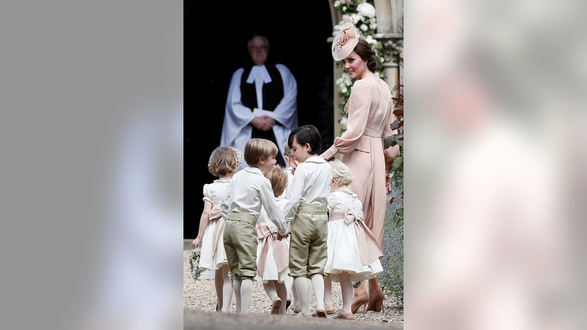 Catherine, Duchess of Cambridge arrives with the pageboys and flower girls for the wedding of her sister Pippa in London, May 20, 2017