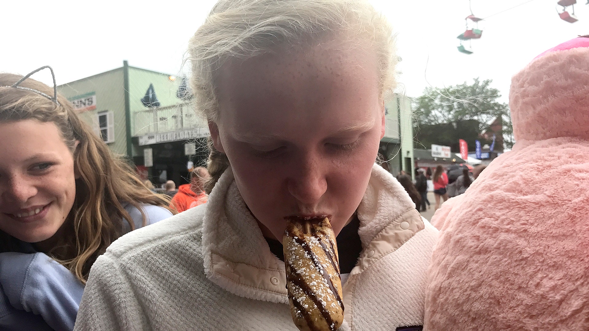 A Snickers bar gets the deep-fry treatment at the Wisconsin State Fair.