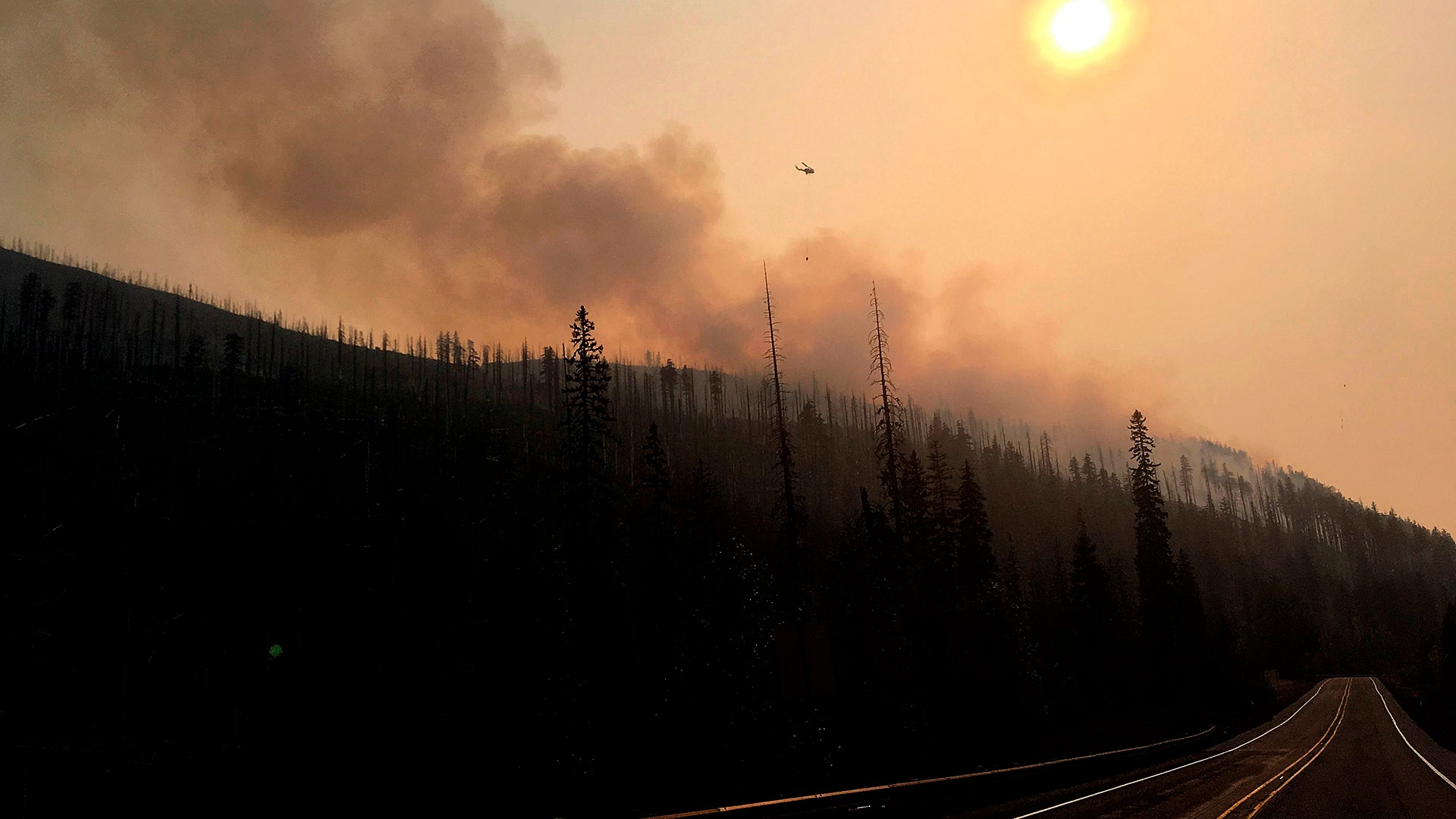 The Potato Hill Fire in central Oregon's Willamette National Forest west of the Hoodoo Ski Area burns on August 29