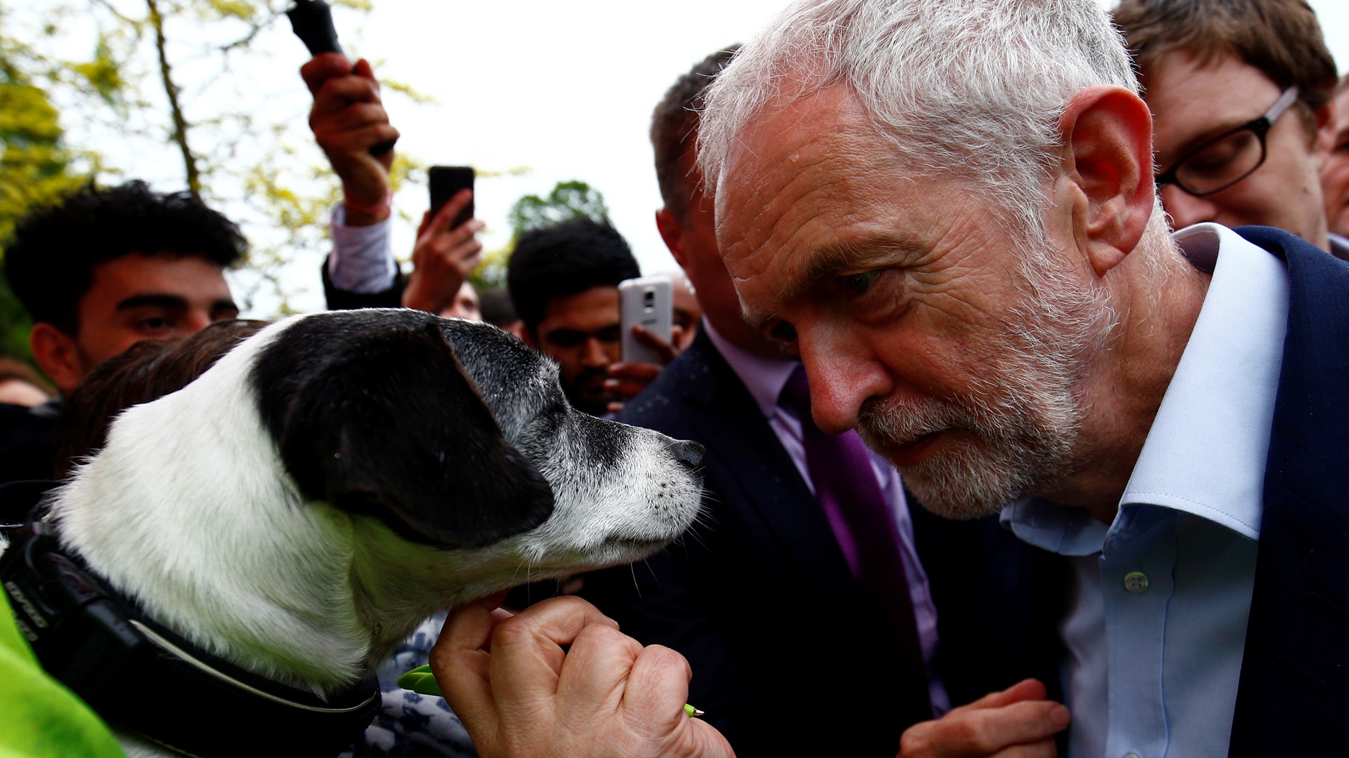Jeremy Corbyn, the leader of Britain's opposition Labor Party campaigns in Southall, London