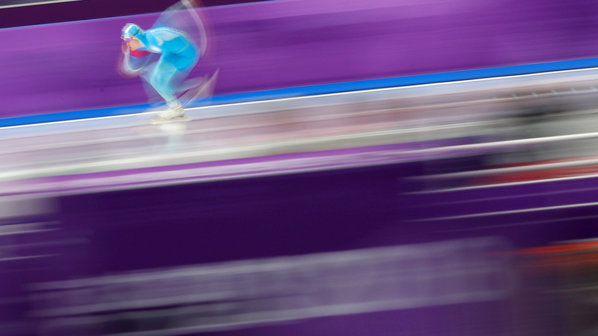 Yekaterina Aydova of Kazakhstan competes in the women’s 1000m speed skating final at the 2018 Winter Olympics