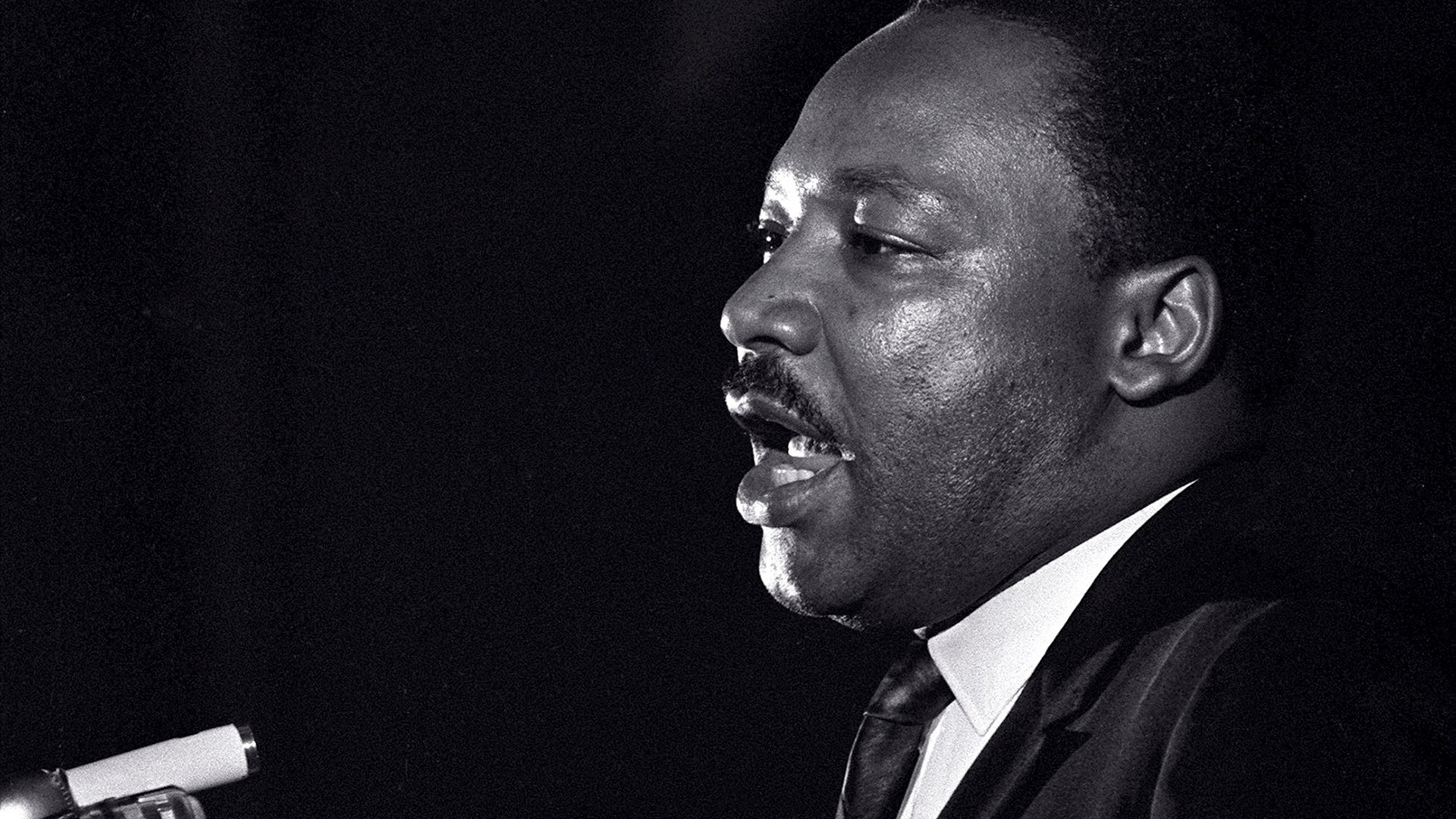 Dr. Martin Luther King, Jr. makes his last public speech at the Mason Temple in Memphis, April 3, 1968 a day before his assasination