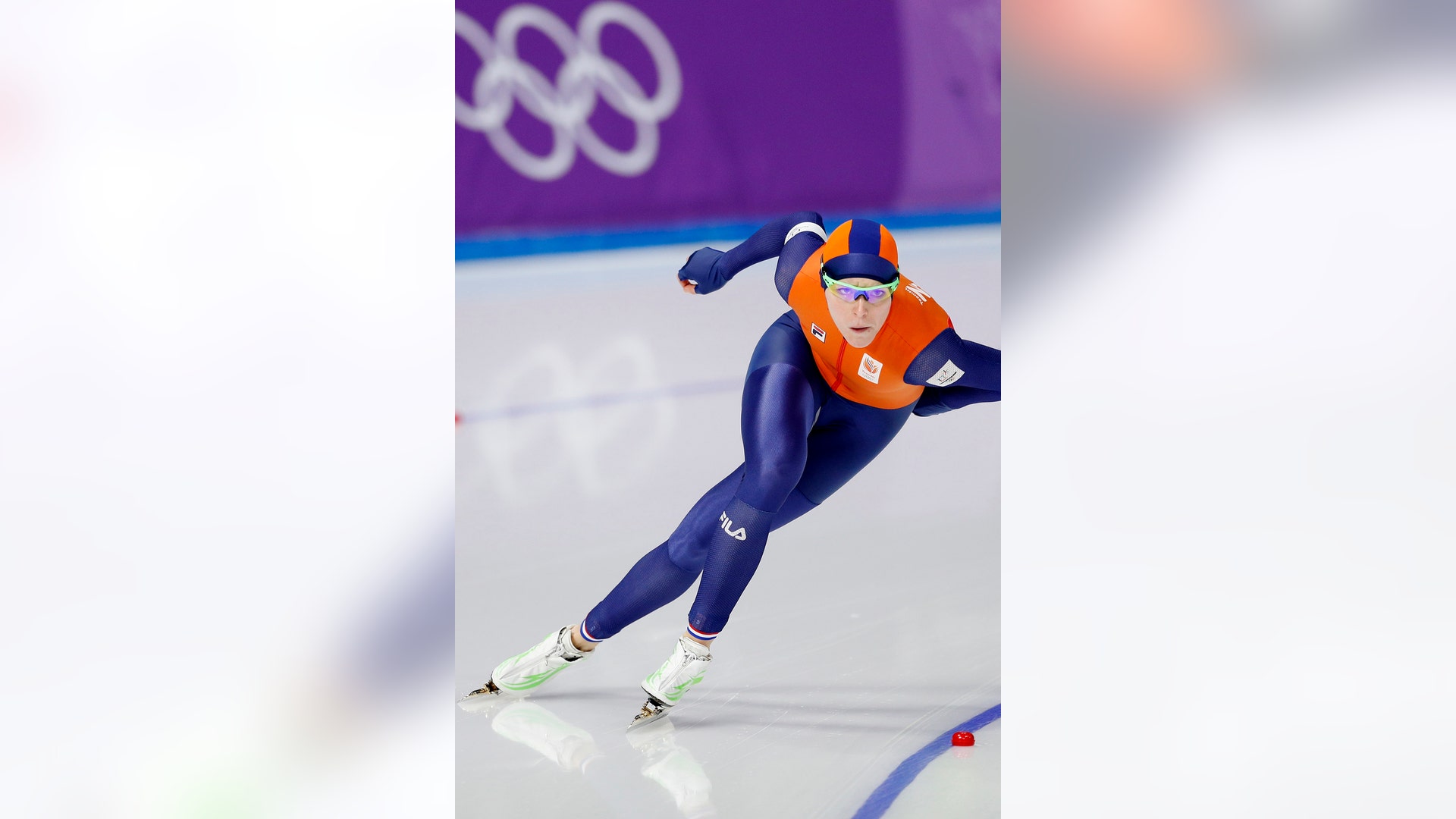 Jorien ter Mors of the Netherlands during the Women's 1000m speed skating final at the  2018 Winter Olympics