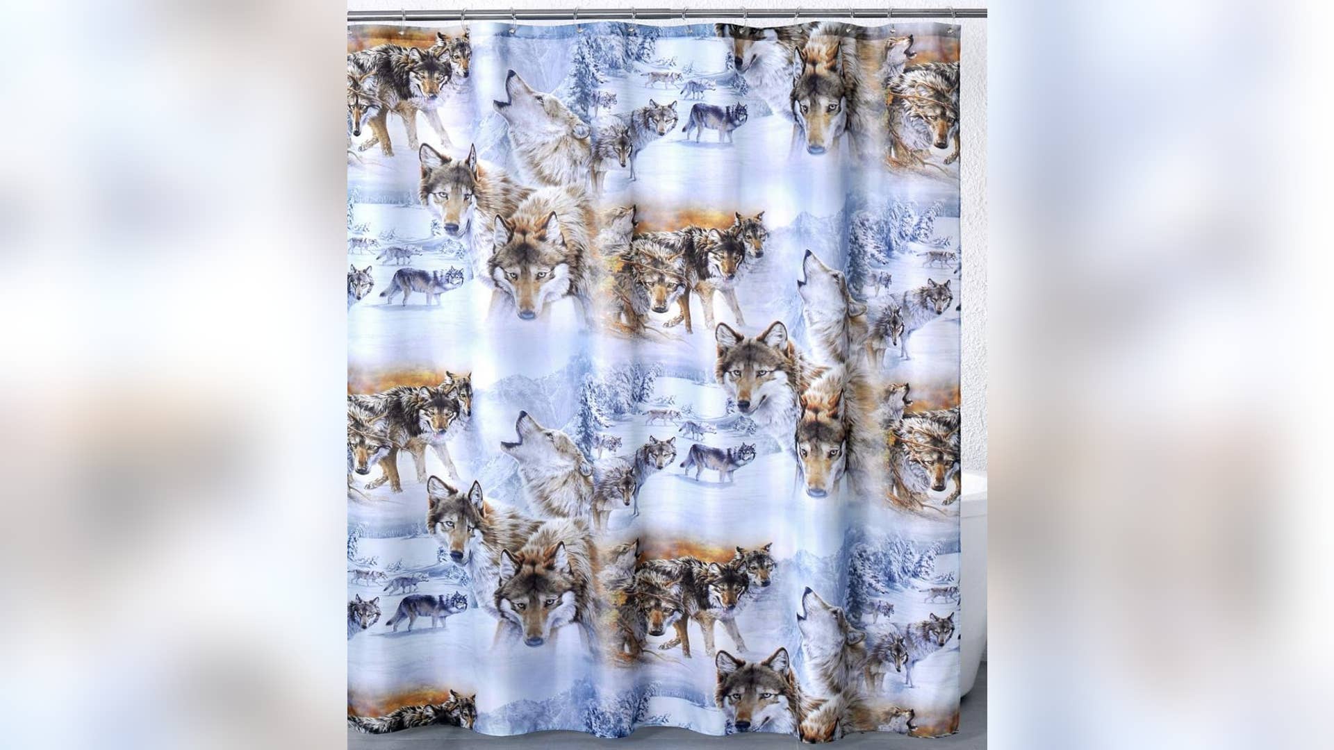 Wolf Shower Curtain Crossing