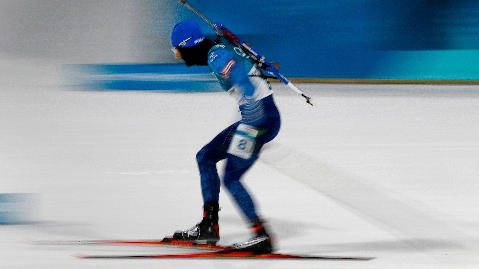 Gold medalist Martin Fourcade, of France, participates in the men's 12.5-kilometer biathlon pursuit at the 2018 Winter Olympics