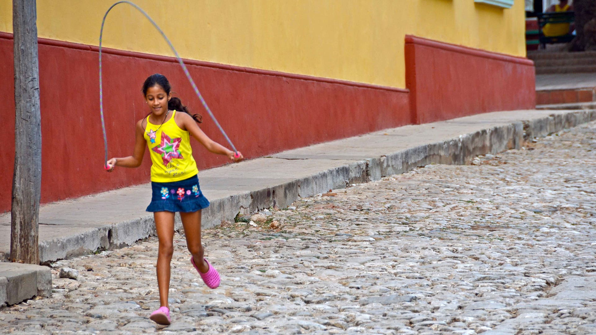 Skipping down the streets