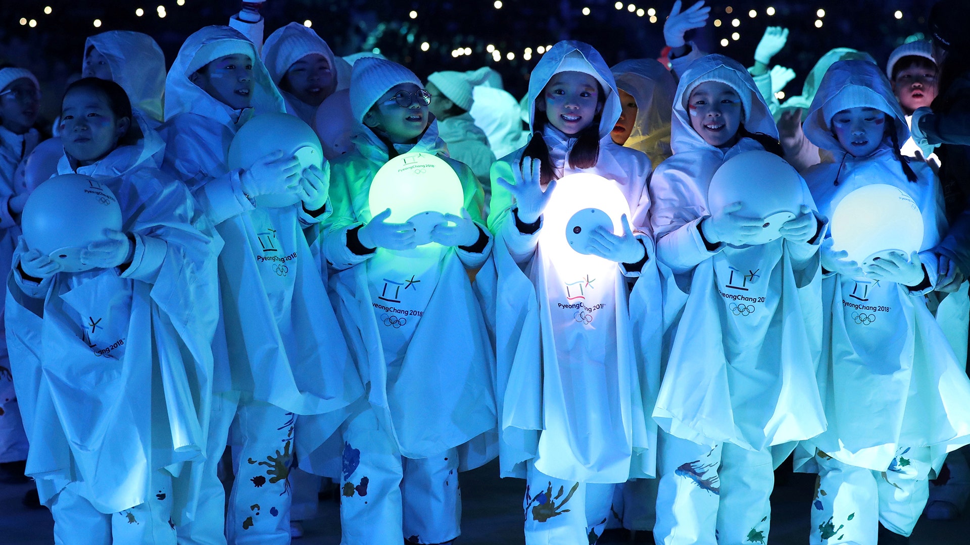 Children perform during the closing ceremony for the Pyeongchang 2018 Winter Olympics