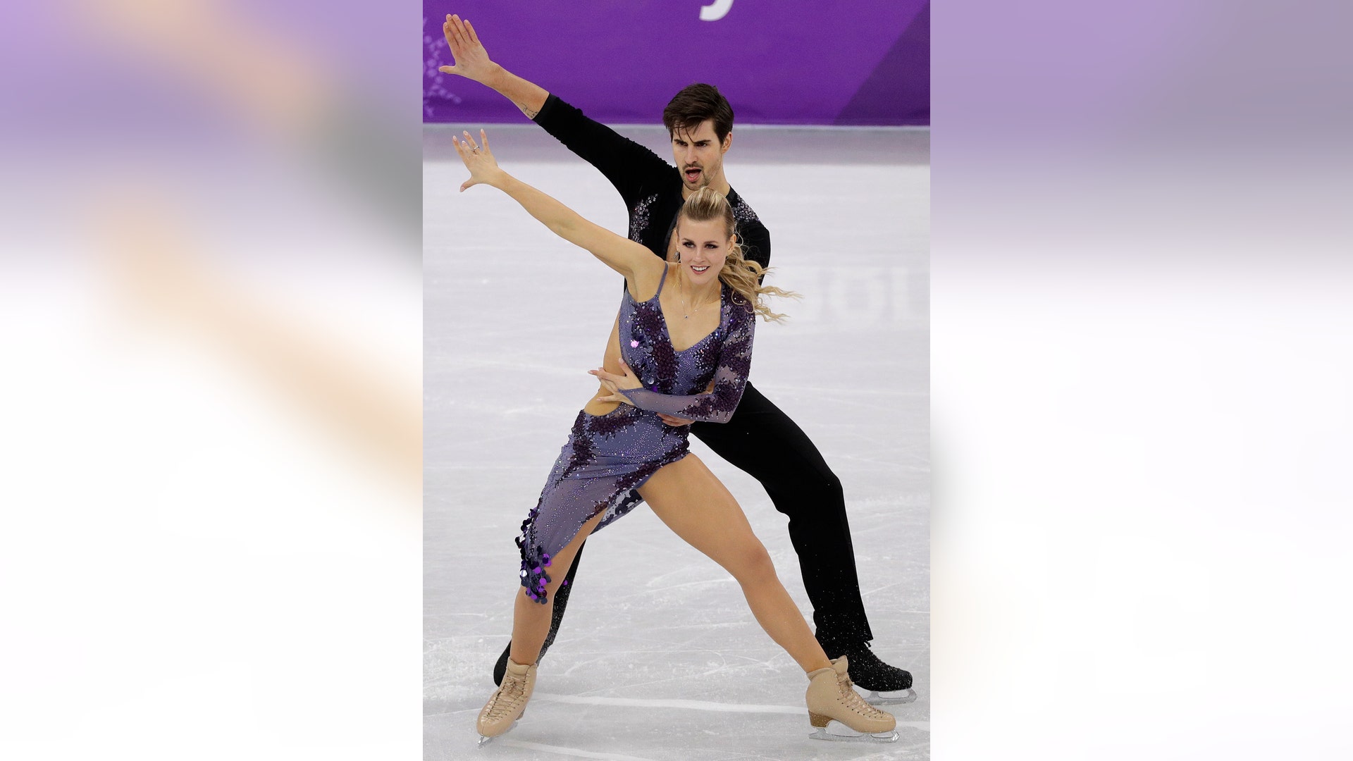 Madison Hubbell and Zachary Donohue of the United States perform during their ice dance short program at the Winter Olympics