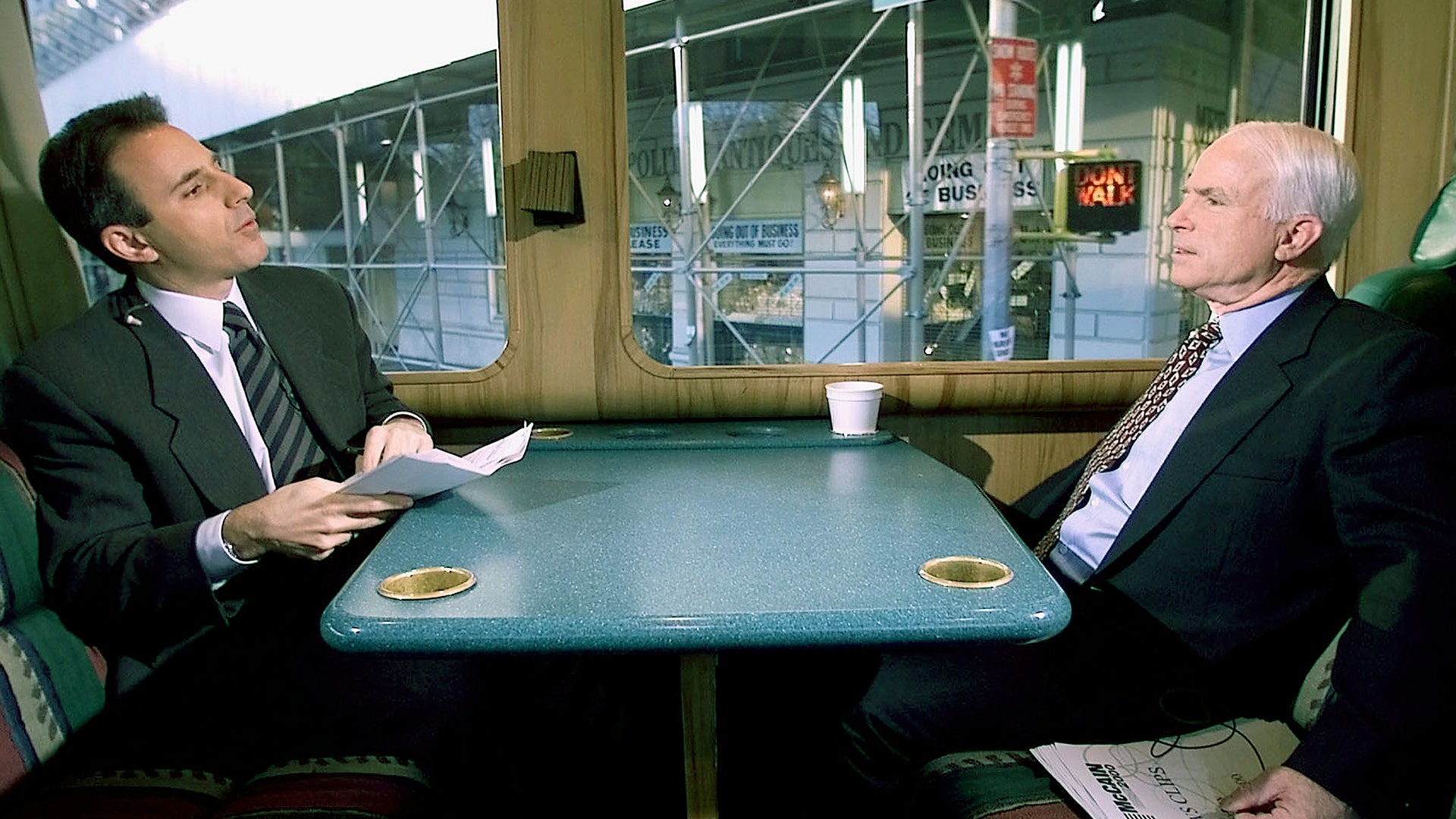 Republican presidential candidate Sen. John McCain talks with Today Show's Matt Lauer in New York City, March 3, 2008