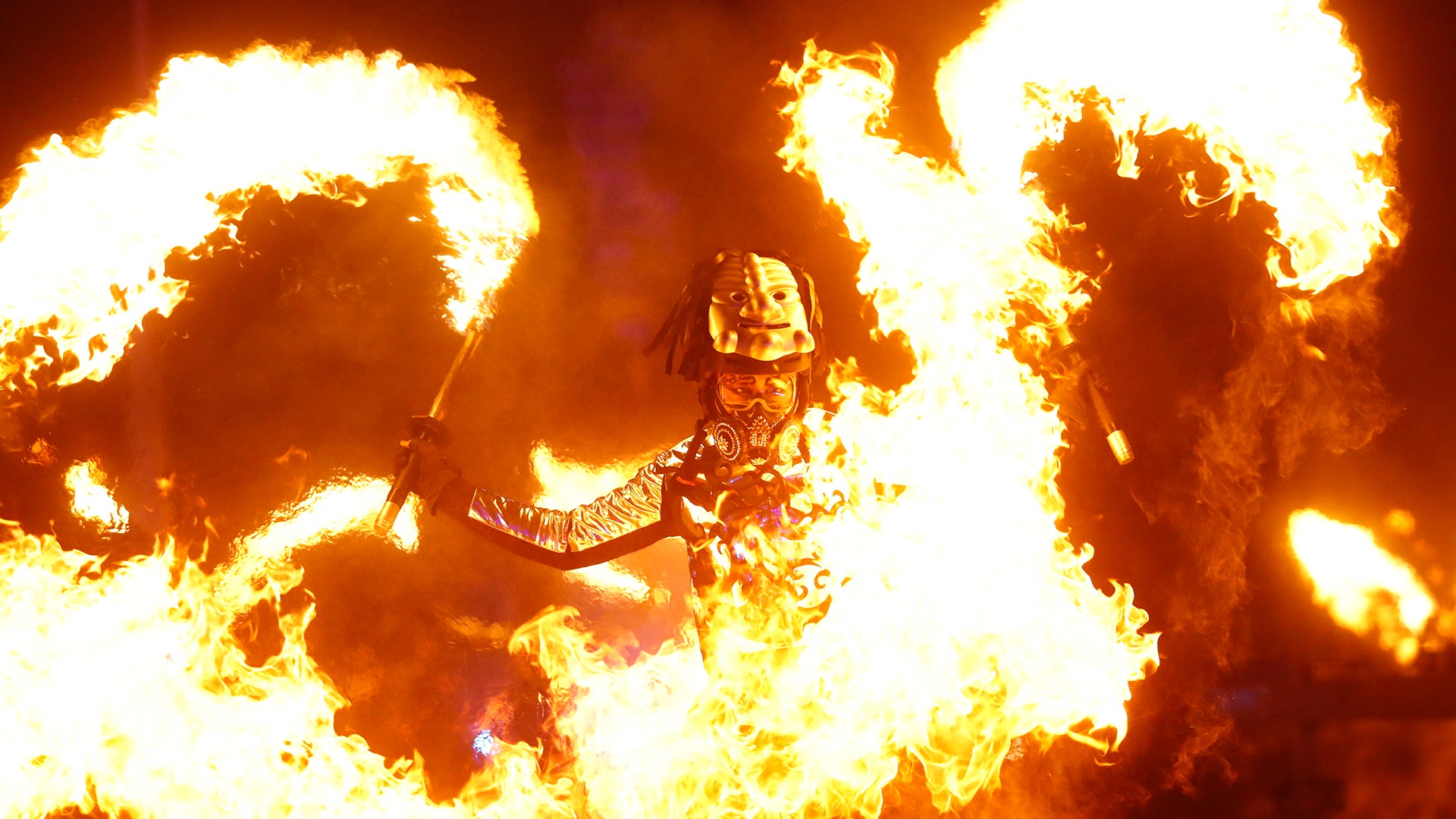  An artist performs during the opening ceremony of the 2018 Winter Olympics in Pyeongchang
