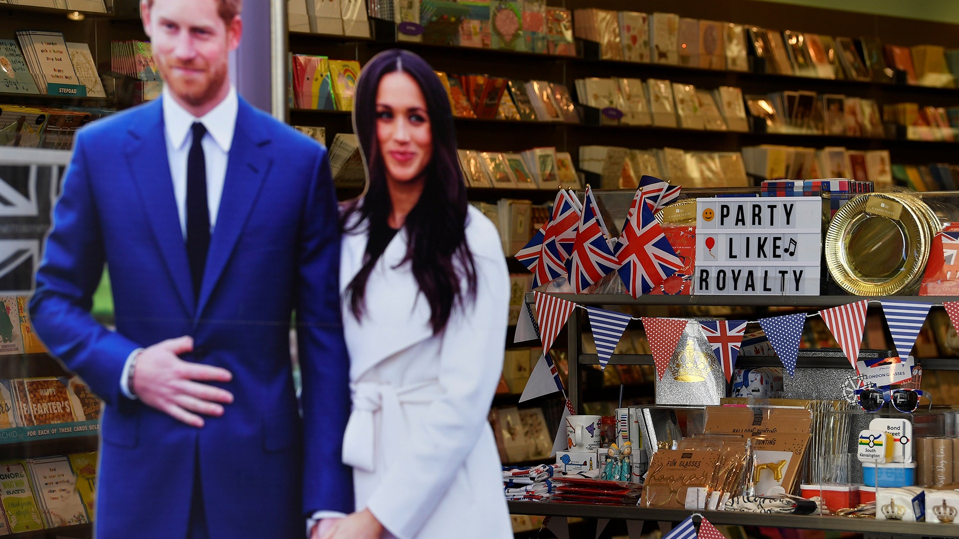 Items themed on the forthcoming royal wedding between Prince Harry and Meghan Markle in Windsor, Britain, May 8, 2018