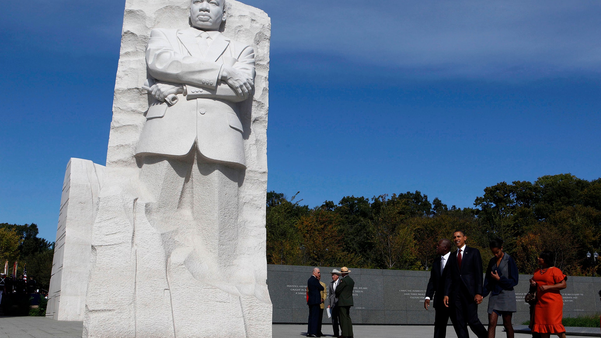 President Barack Obama at the dedication ceremony of the Martin Luther King, Jr. Memorial in Washington, October 16, 2011