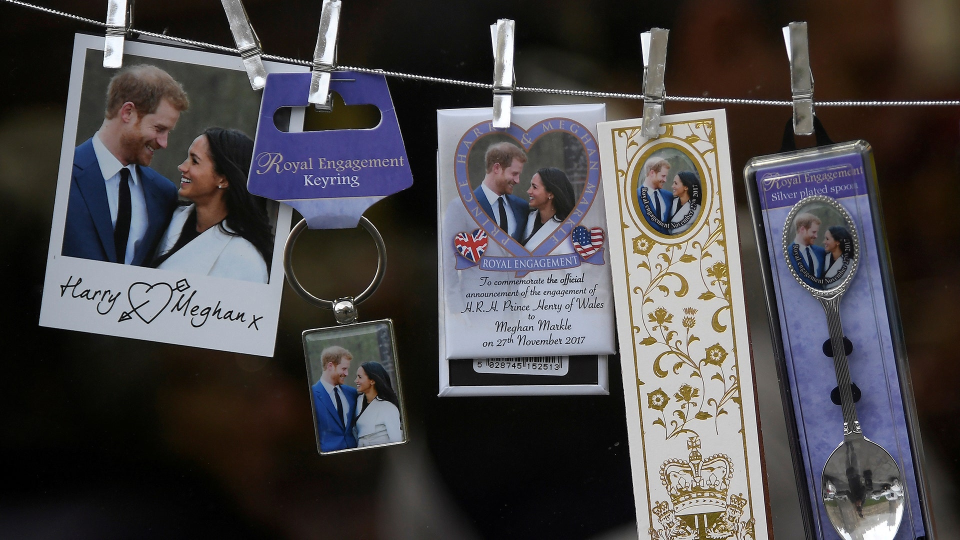 Commemorative gifts for the wedding of Britain's Prince Harry and his fiancee Meghan Markle in a shop in Windsor, Britain, January 4, 2018