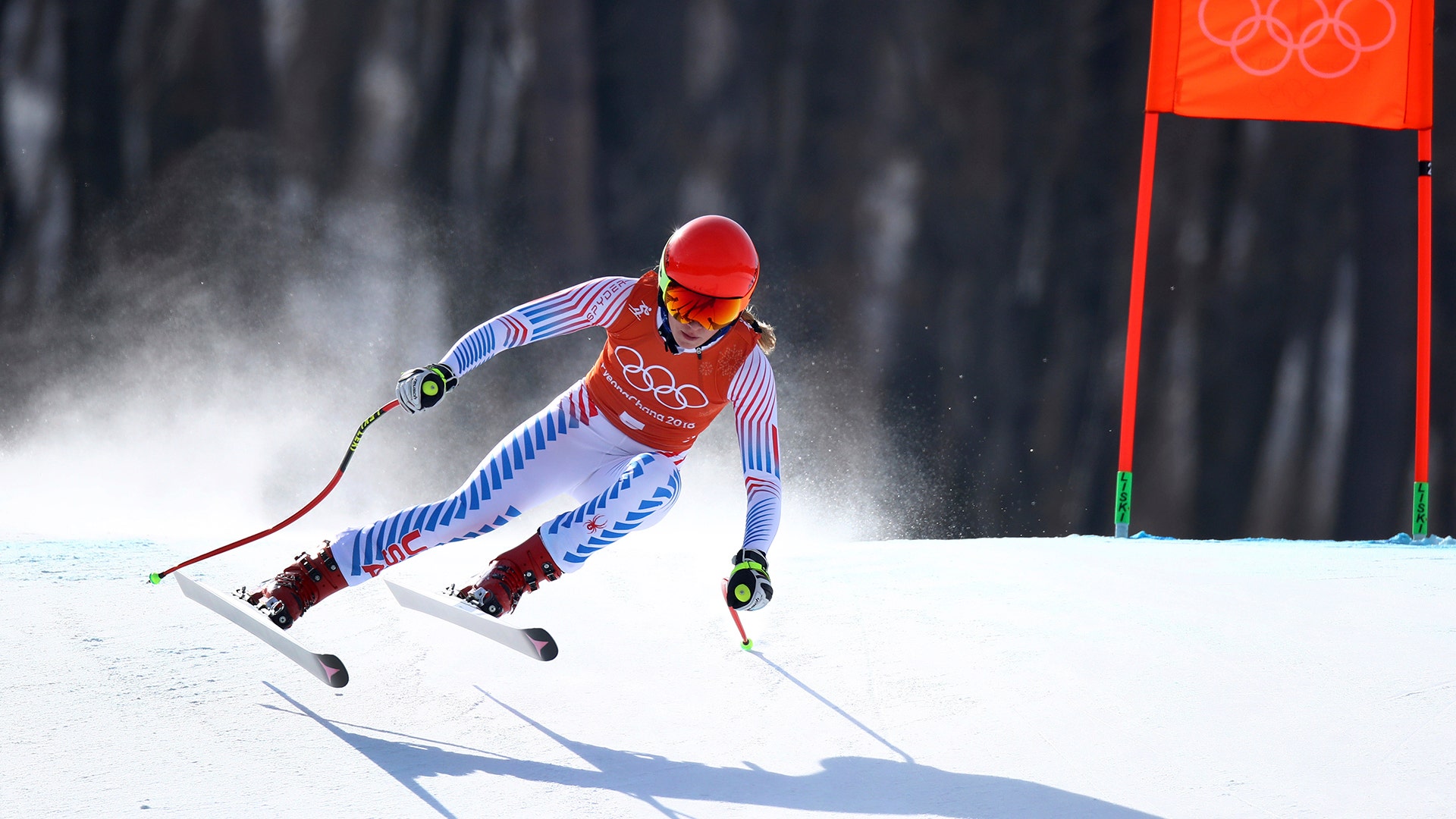United States' Mikaela Shiffrin competes in women's downhill training at the 2018 Winter Olympics
