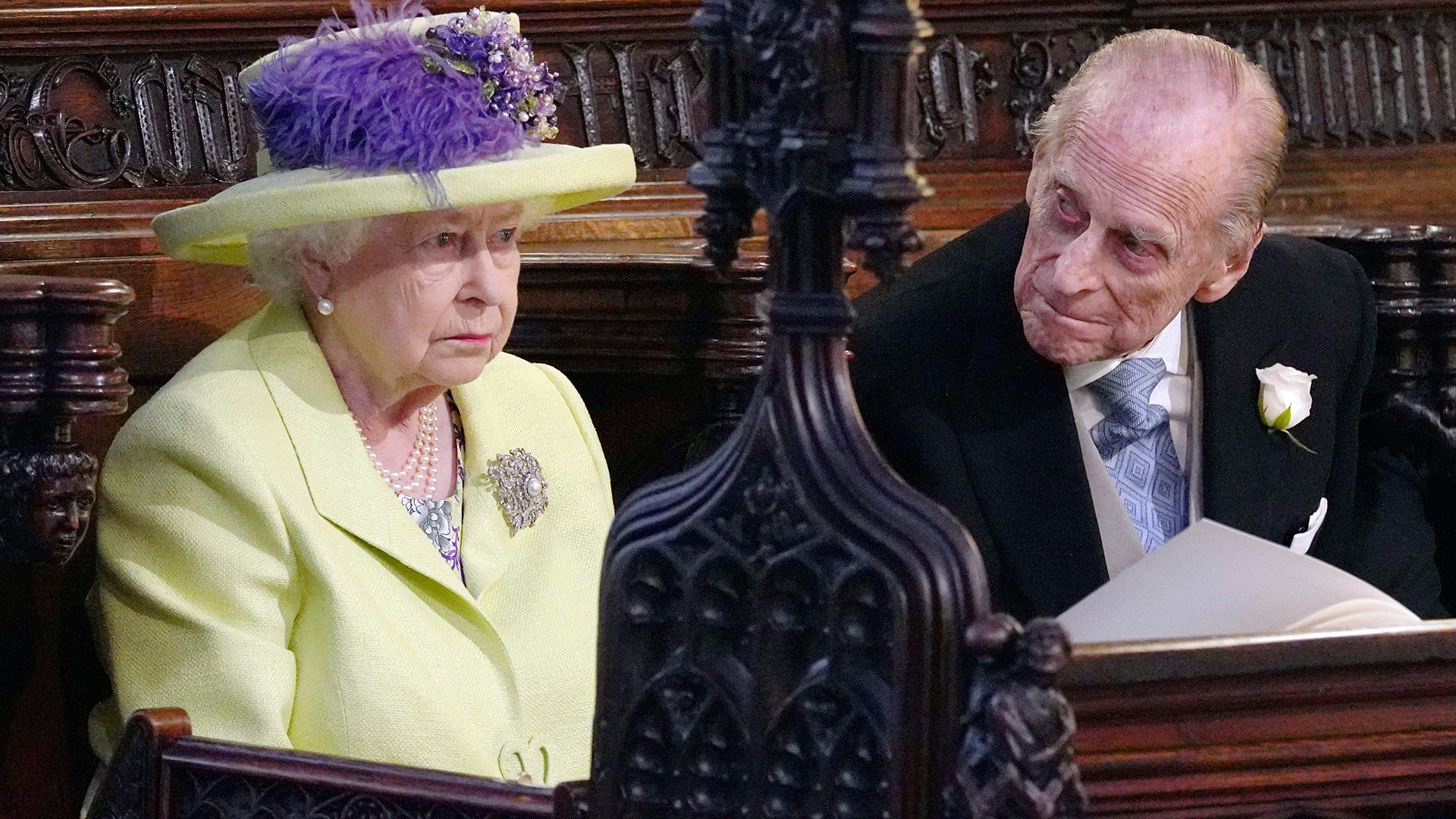 Britain's Queen Elizabeth and Prince Phillip during the wedding ceremony of Prince Harry and Meghan Markle