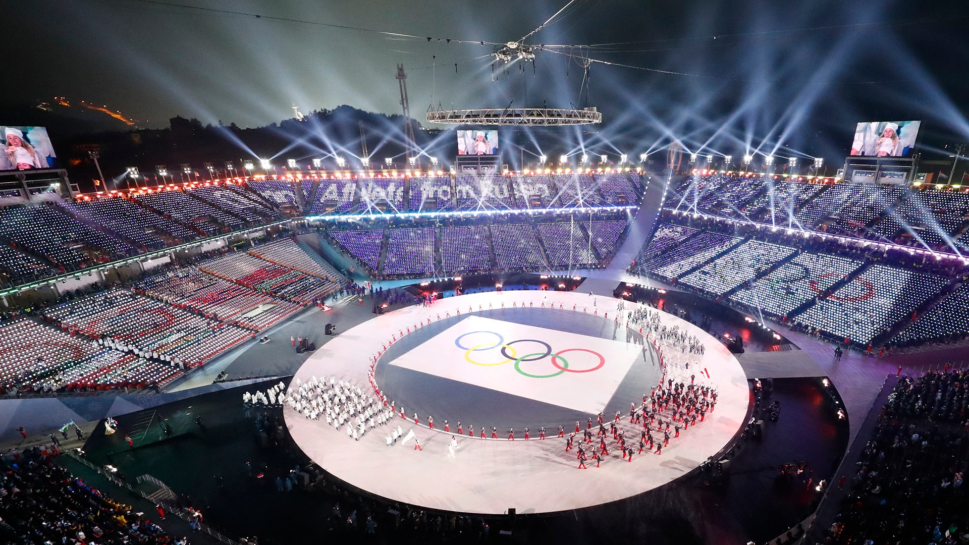 Athletes from Russia parade during the opening ceremony for the 2018 Winter Olympics in Pyeongchang