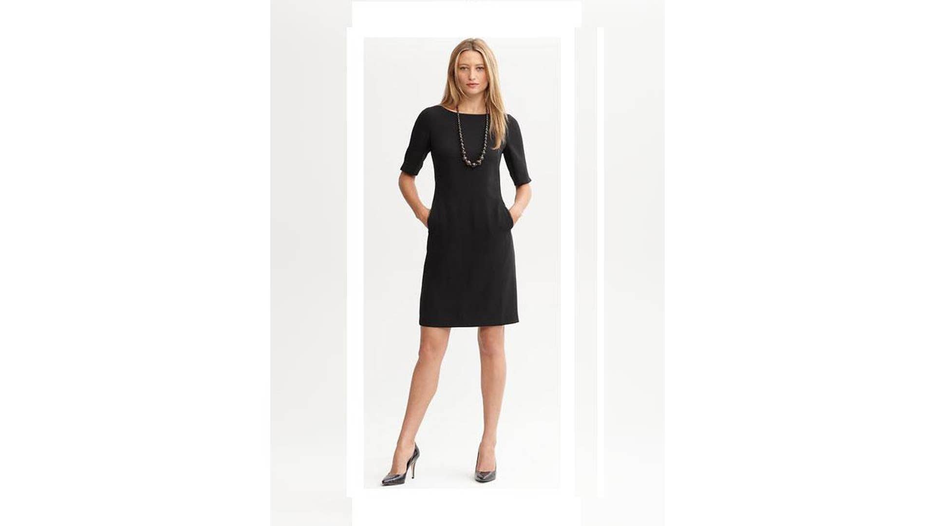 Sleeved Faux-Leather Trim Dress