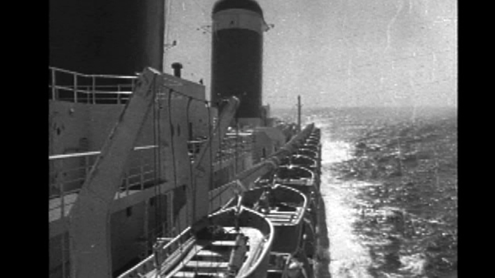 The liner's exterior is seen as it appeared during the ship's tenure.