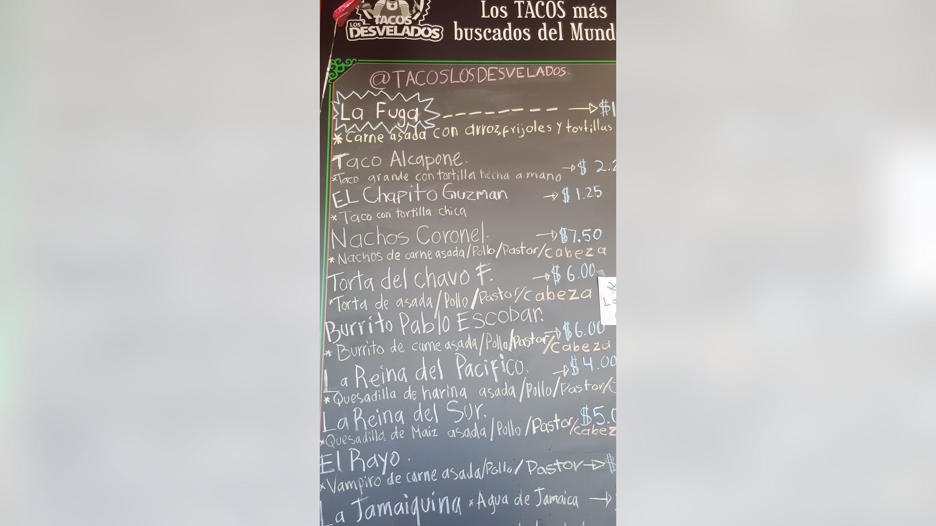 taqueria menu
