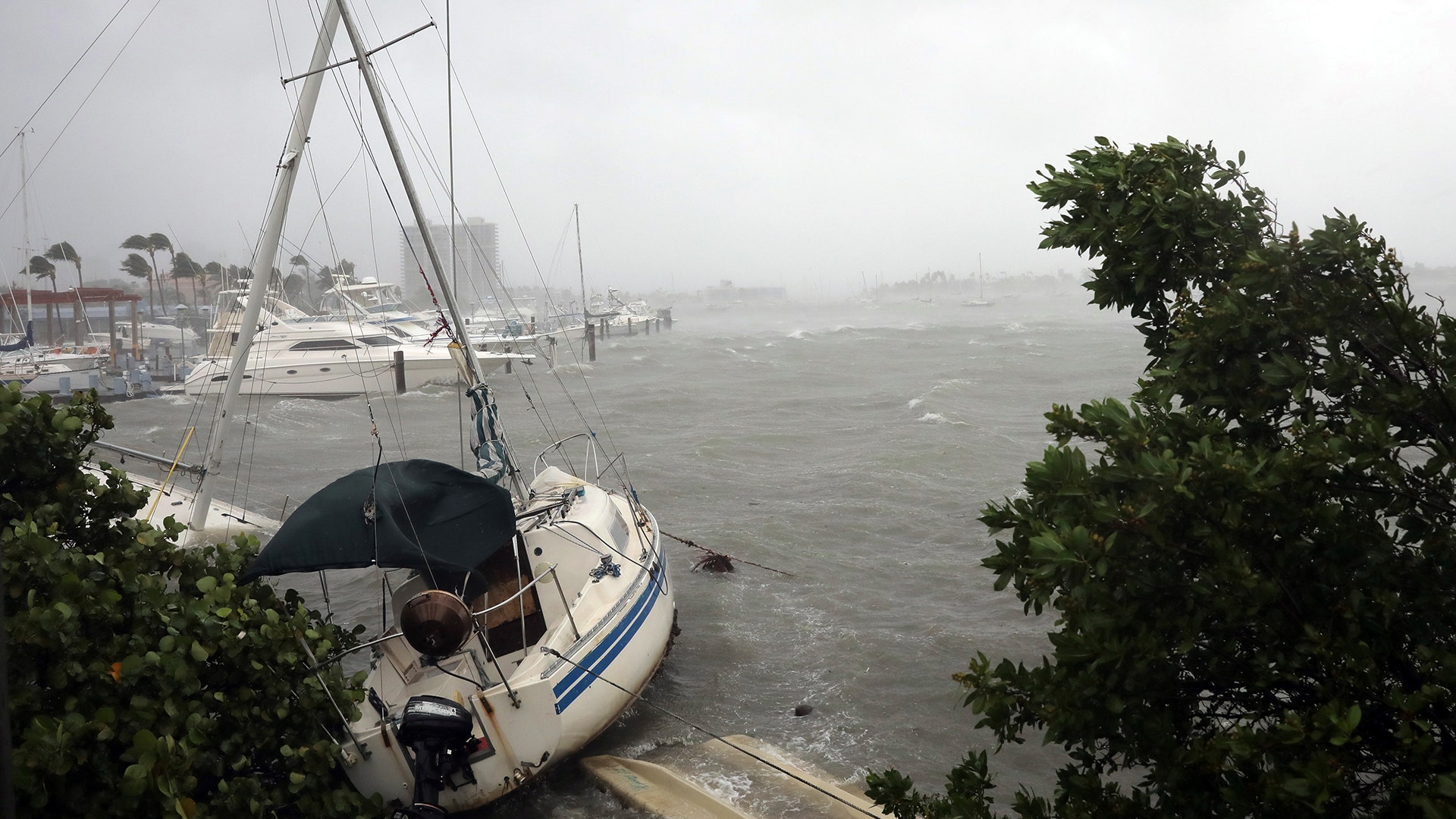 Boats are seen at a marina in South Beach as Hurricane Irma arrives at south Florida, in Miami Beach, Sunday