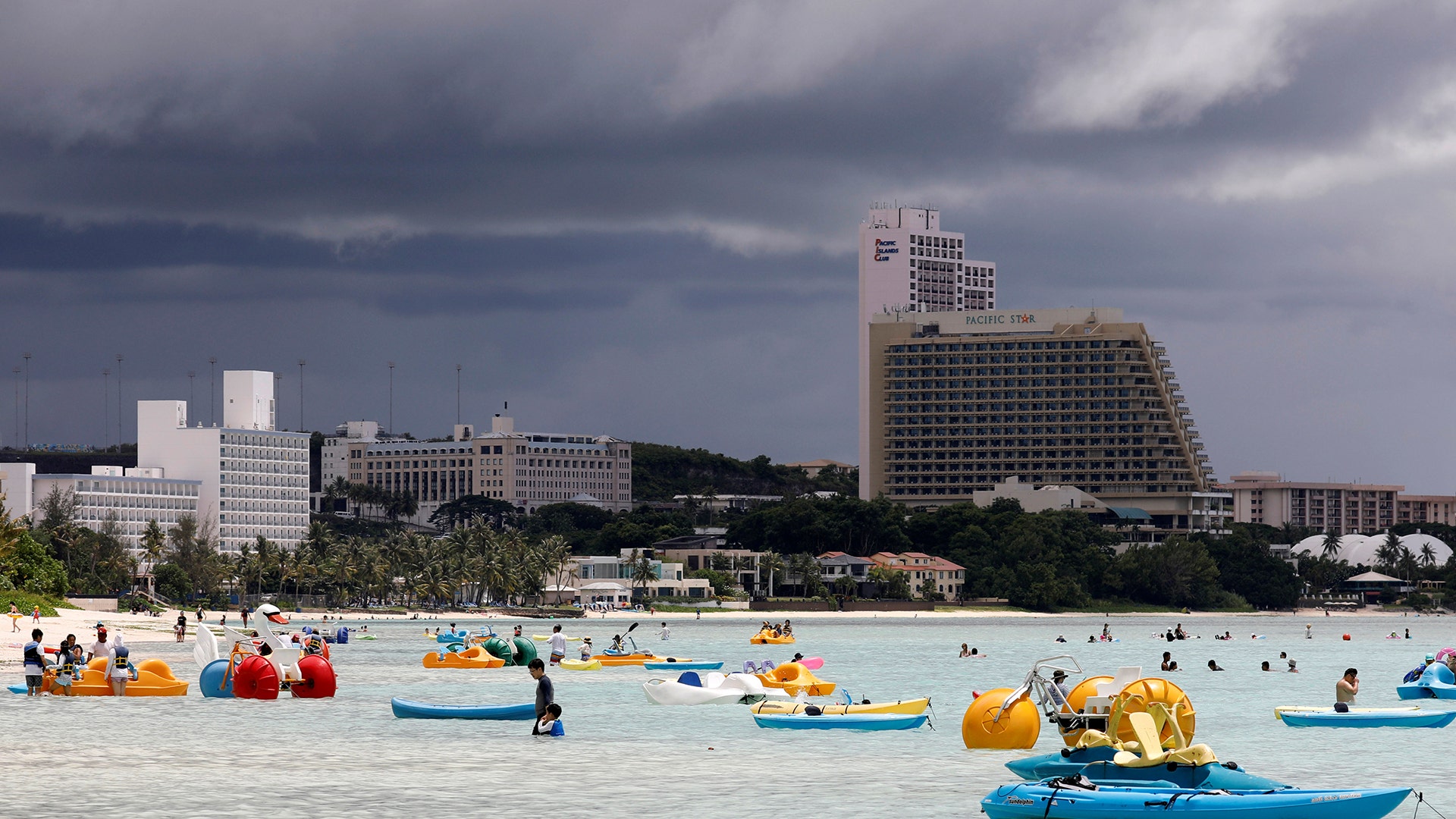 Tourists frolic on the waters, August 10, 2017.  