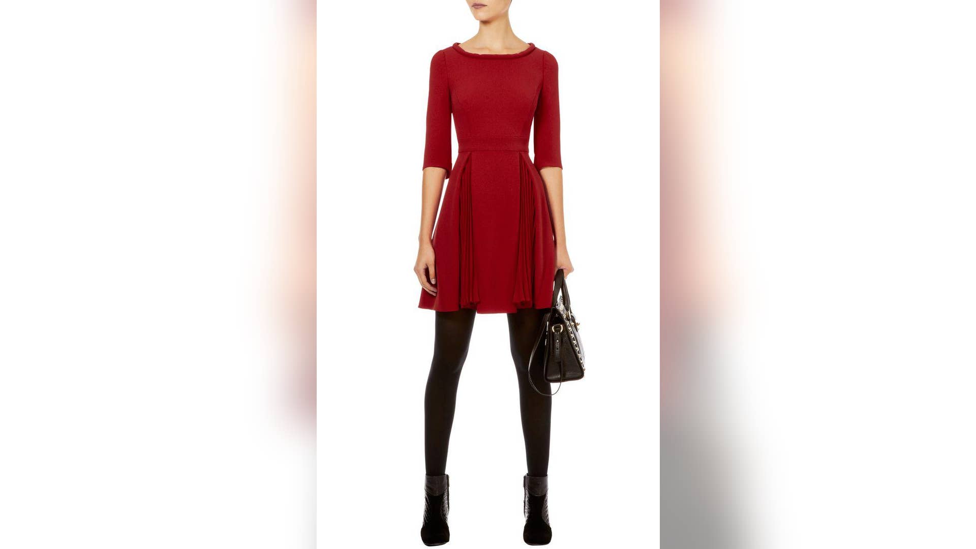 Colorful Crepe Dress in Dark Red