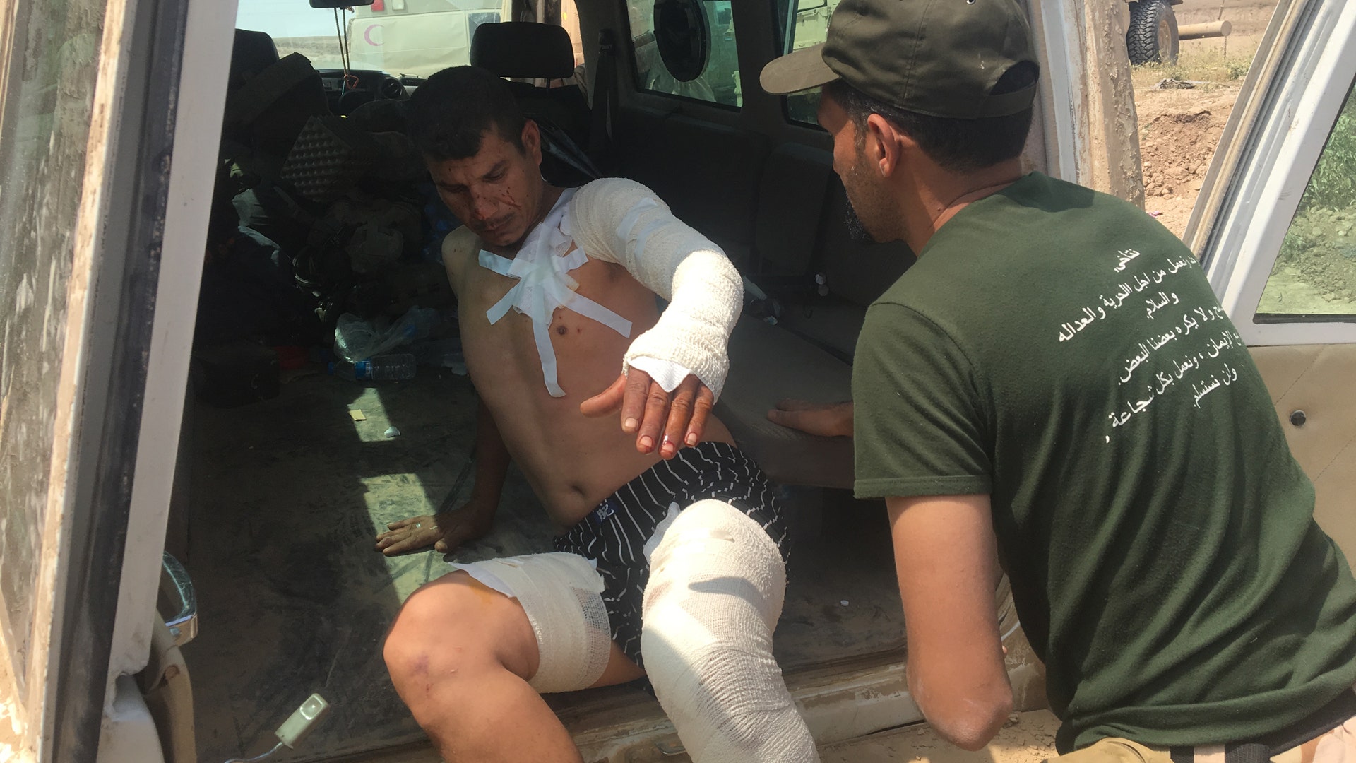 A wounded Iraqi soldier, May 7, 2017