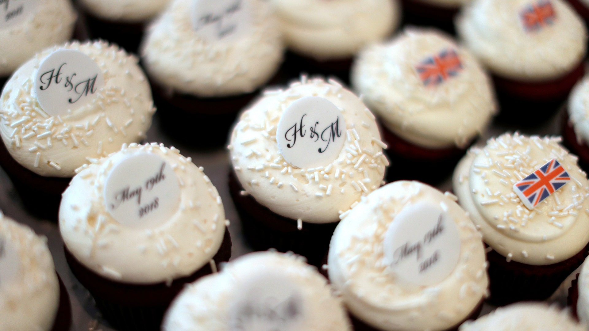 The Georgetown Cupcake bakery in Washington, DC, shows commemorative cupcakes for the upcoming royal wedding, May 4, 2018