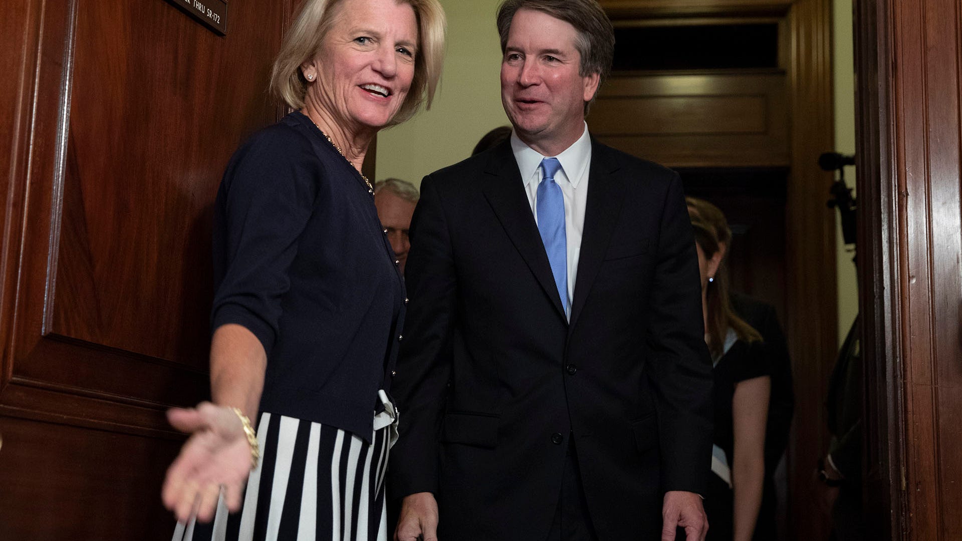 Supreme Court nominee Judge Brett Kavanaugh with Senator Shelley Moore during a meeting at the US Capitol, July 12, 2018