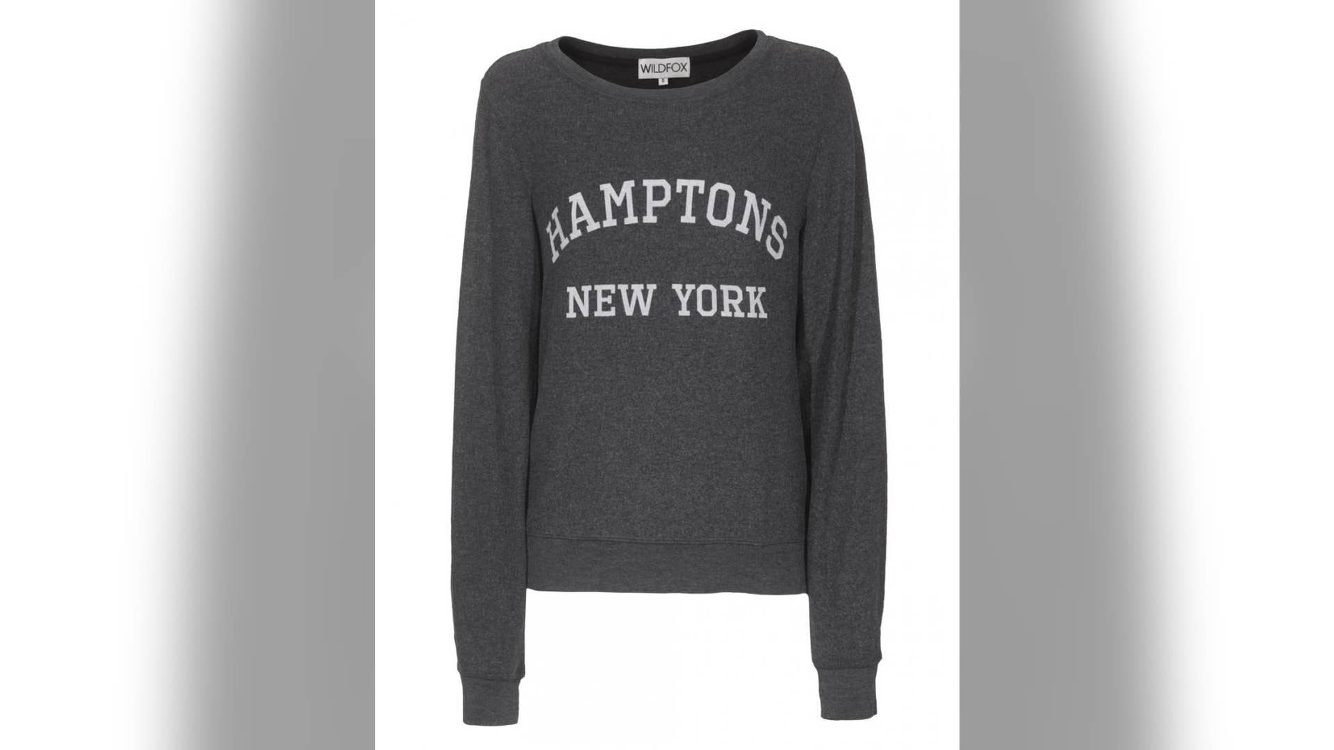 Wildfox Hamptons NY Clean Black Sweatshirt with Slogan Print