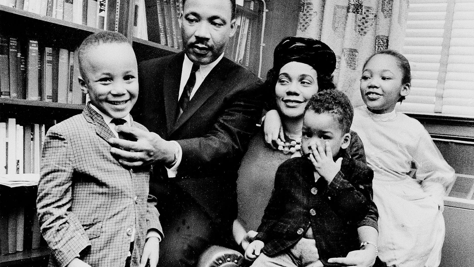 FILE - In this March 17, 1963, file photo, Dr. Martin Luther King Jr. and his wife, Coretta Scott King, sit with three of their four children in their Atlanta, Ga., home. From left are: Martin Luther King III, 5, Dexter Scott, 2, and Yolanda Denise, 7. On April 4, 1968, a movement lost its patriarch when the Rev. Martin Luther King Jr. was killed on a hotel balcony in Memphis. Yolanda, Martin, Dexter and Bernice King lost their father. (AP Photo/File)