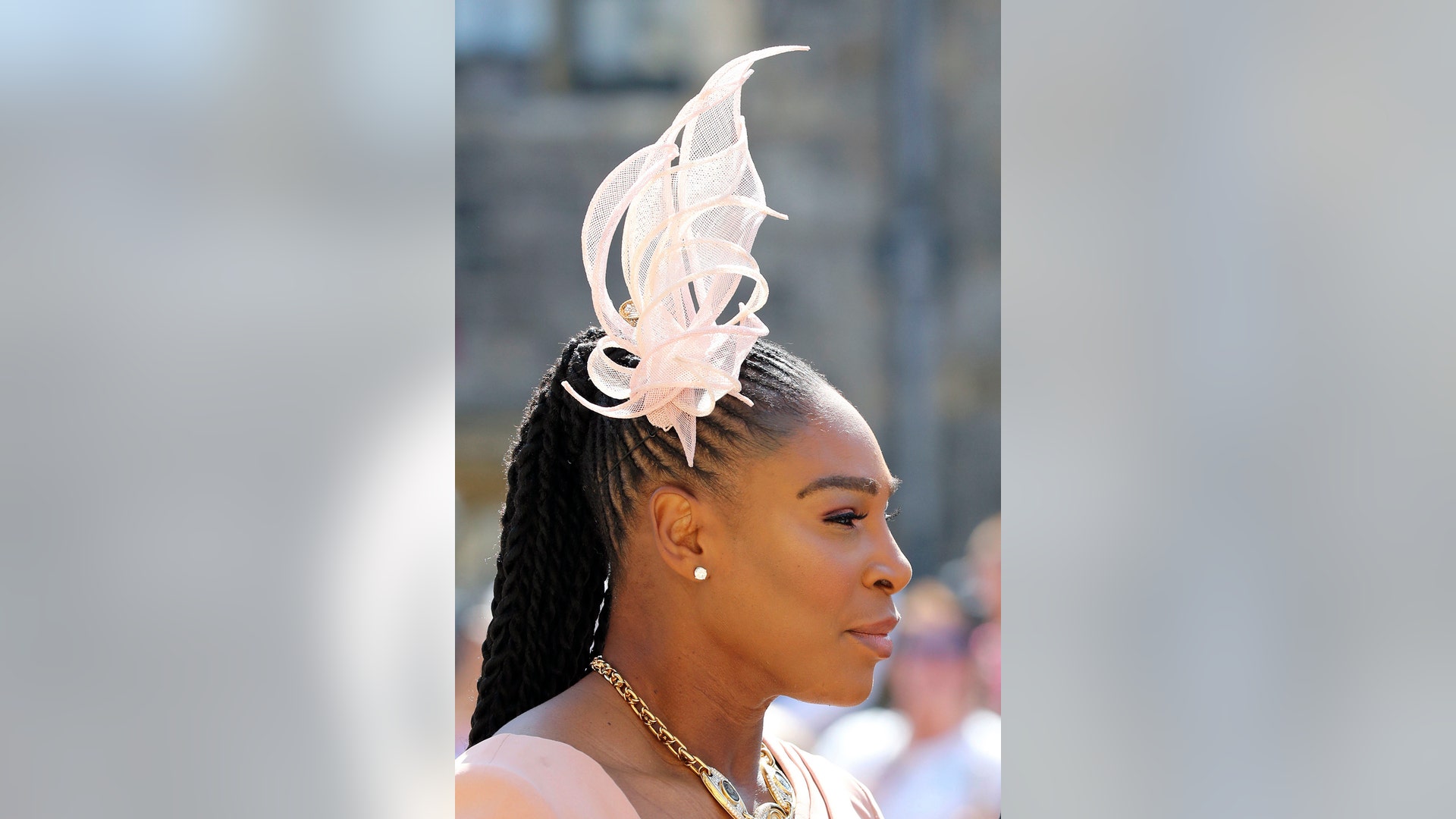 Serena Williams arrives for the wedding ceremony